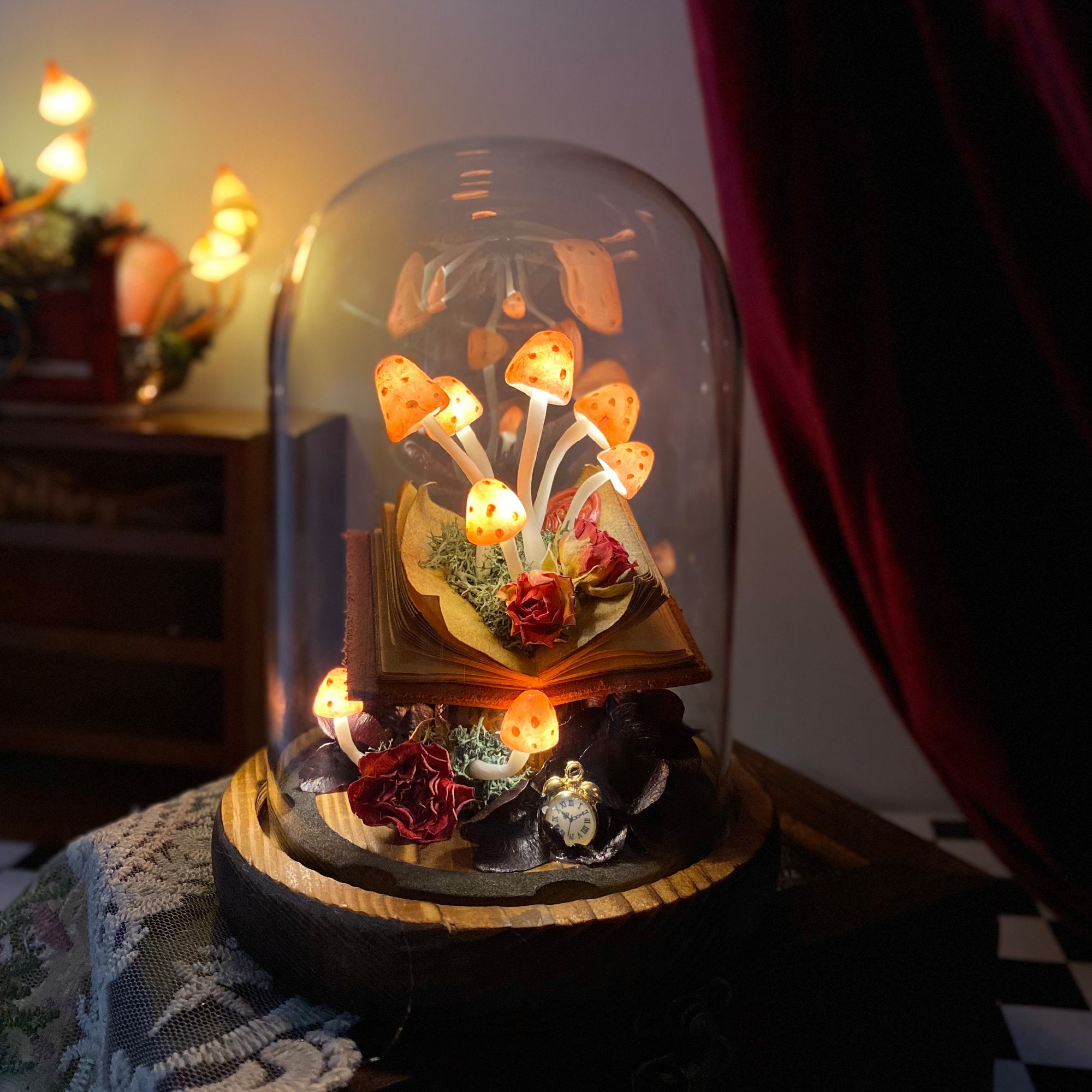 Vintage Mushroom Lamp Creative Gift Glowing Night Lamp Magical Ambiance Art Room Decor original gallery image 1