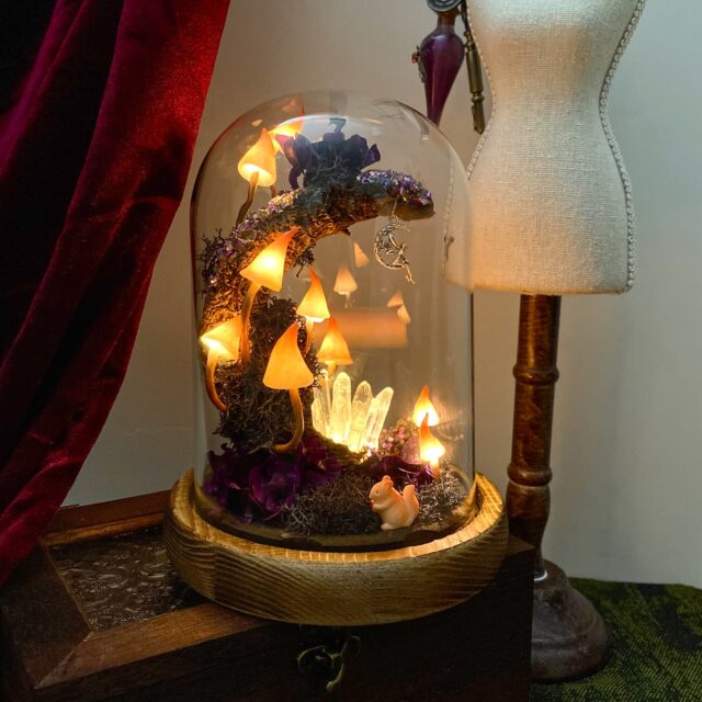 Dreamy Moon Mushroom Lamp with Little Fairy Purple Night Light Magic Glowing Crystal original gallery image 1