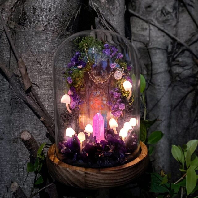 Purple Crystal Mushroom Lamp Handmade Glowing Purple Forest Unique Gift Cute original gallery image 1