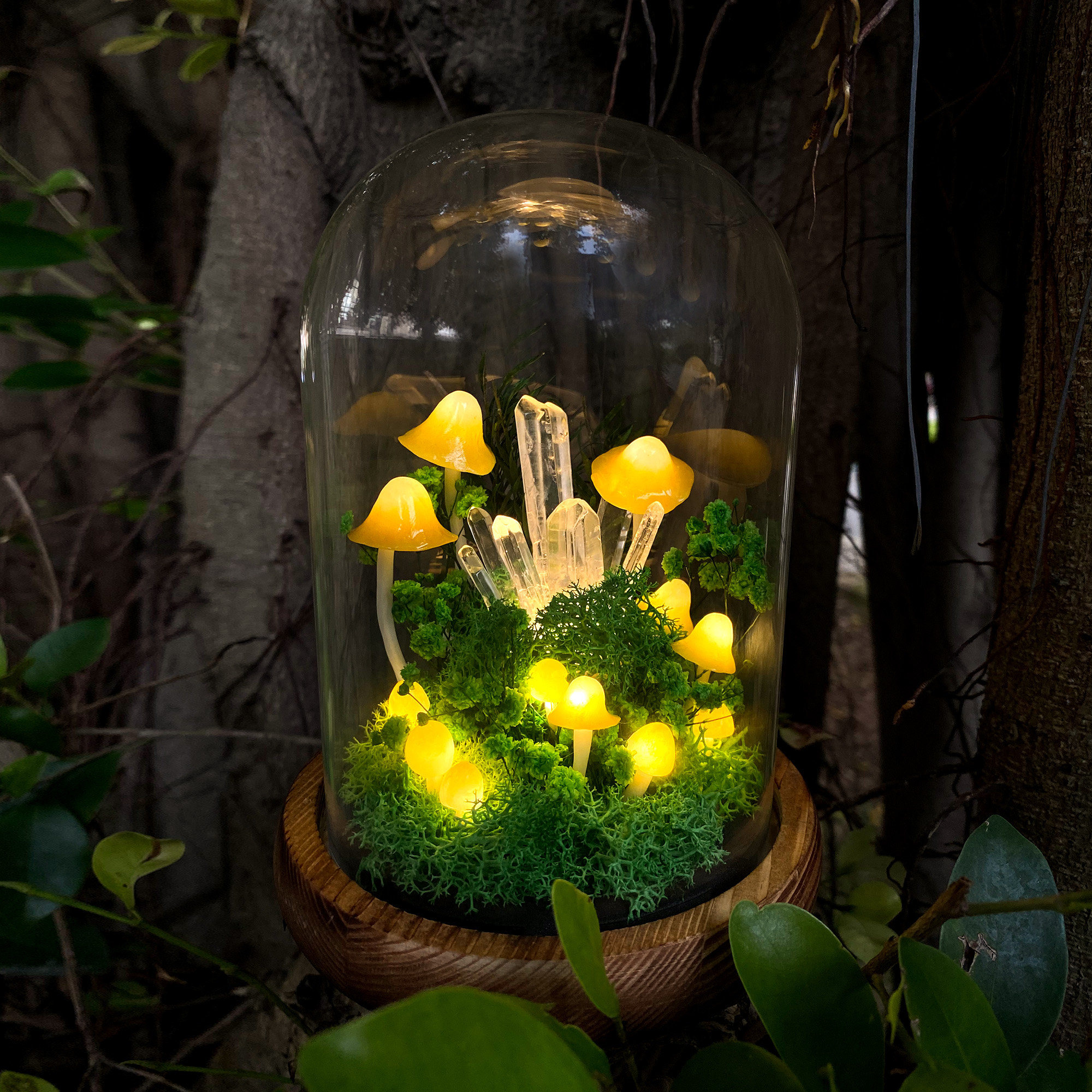 Enchanted Forest Mushroom Lamp Magic Night Light Charming Table Lamp Glowing Crystal & original gallery image 1