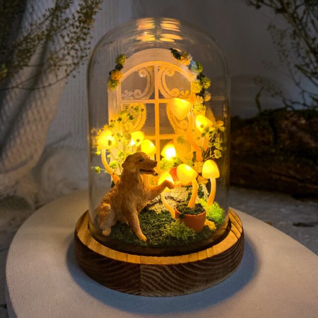 Personalized Dog Mushroom Lamp - Cozy Mushroom Night Light with Dog Figurine original gallery image 1