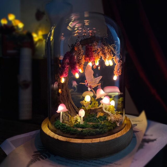 Pink Wisteria Fairy Unicorn Mushroom Night Light original gallery image 1