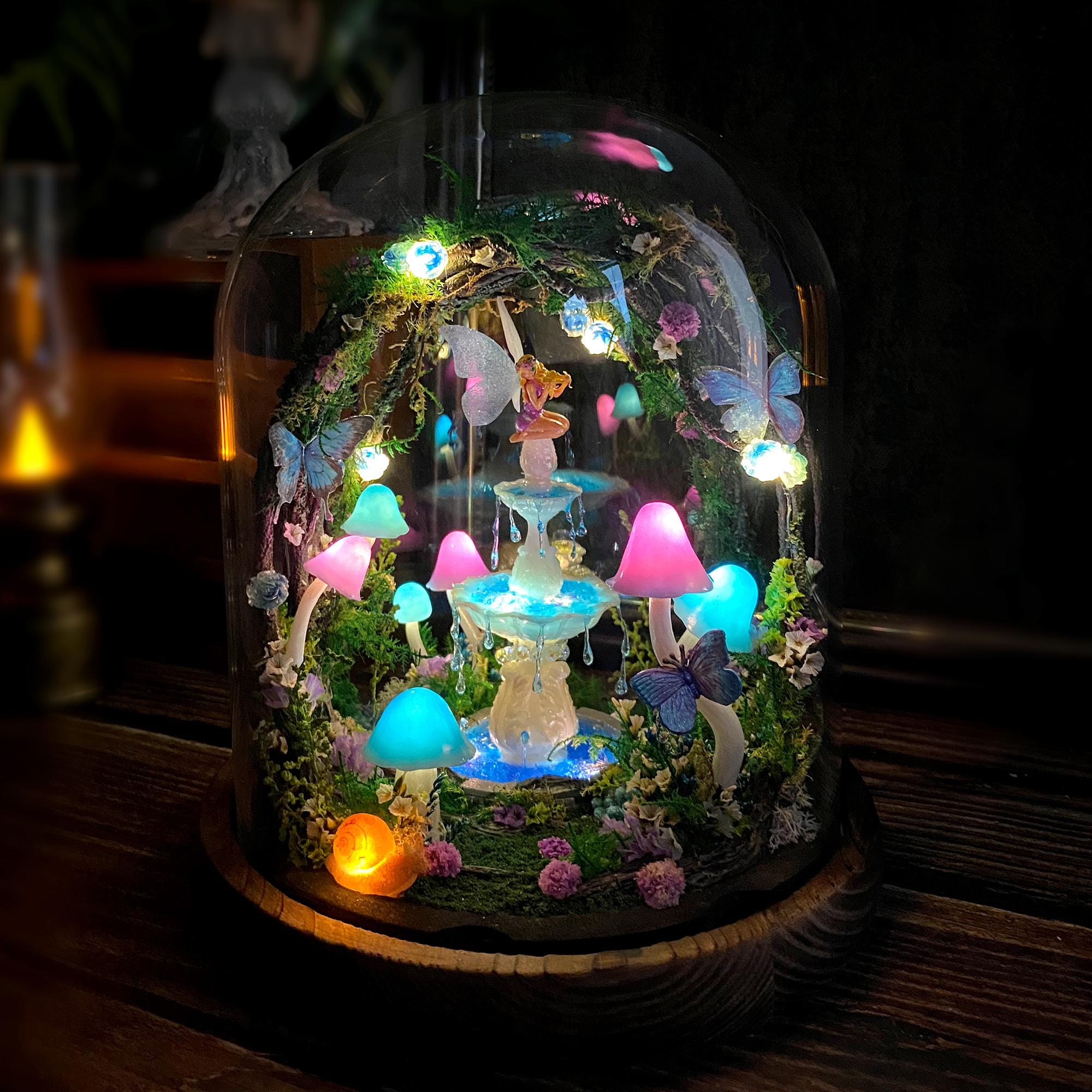 Enchanted Fairy Garden Lamp with Miniature Fountain & Fairy original gallery image 1