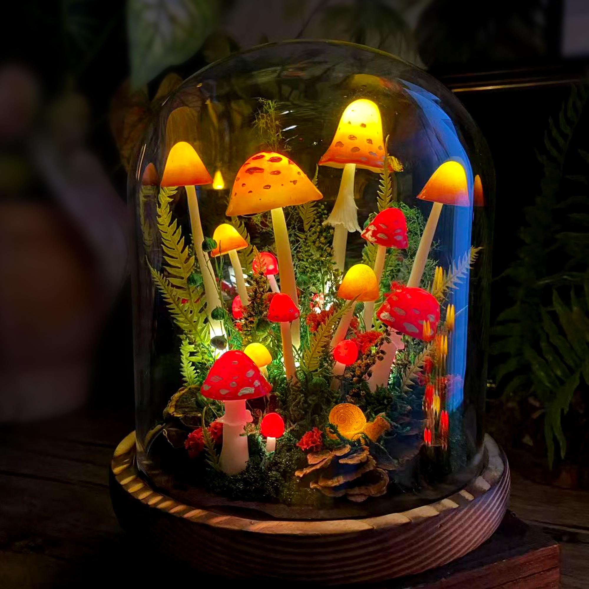 Handmade Glowing Red & Orange Mushroom Lamp original gallery image 1