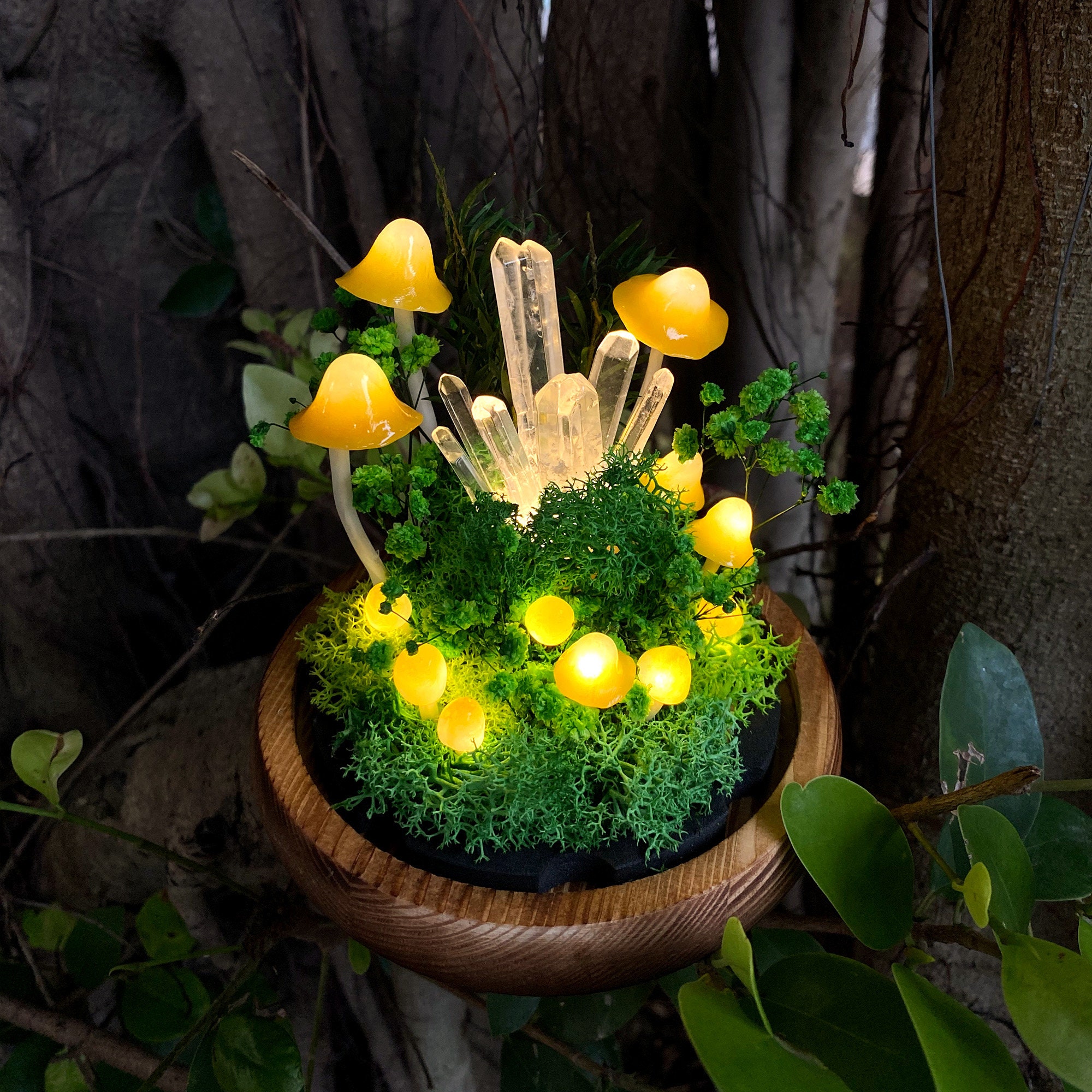 Enchanted Forest Mushroom Lamp Magic Night Light Charming Table Lamp Glowing Crystal & original gallery image 2