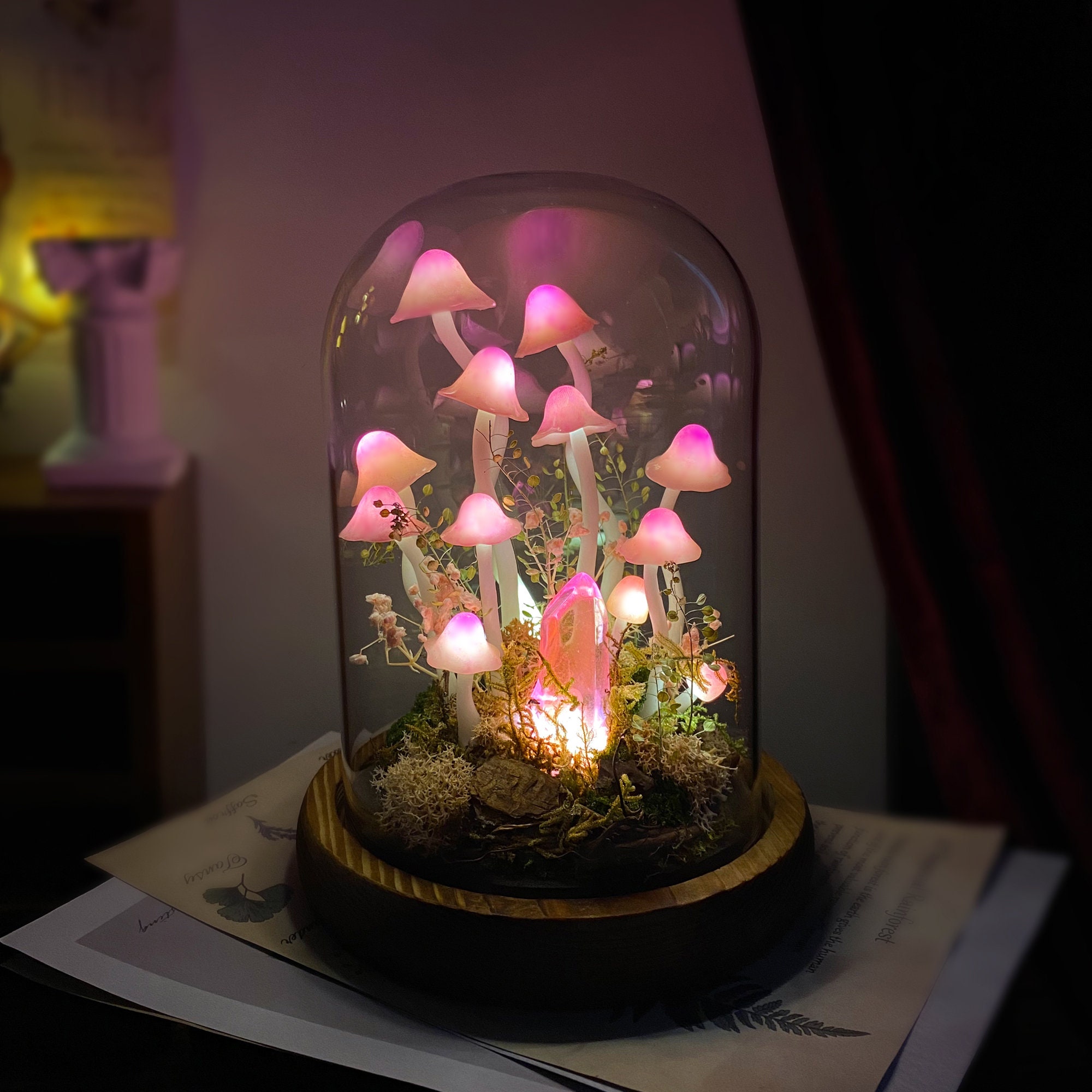 Fairy Tale Pink Mushroom Lamp original gallery image 2