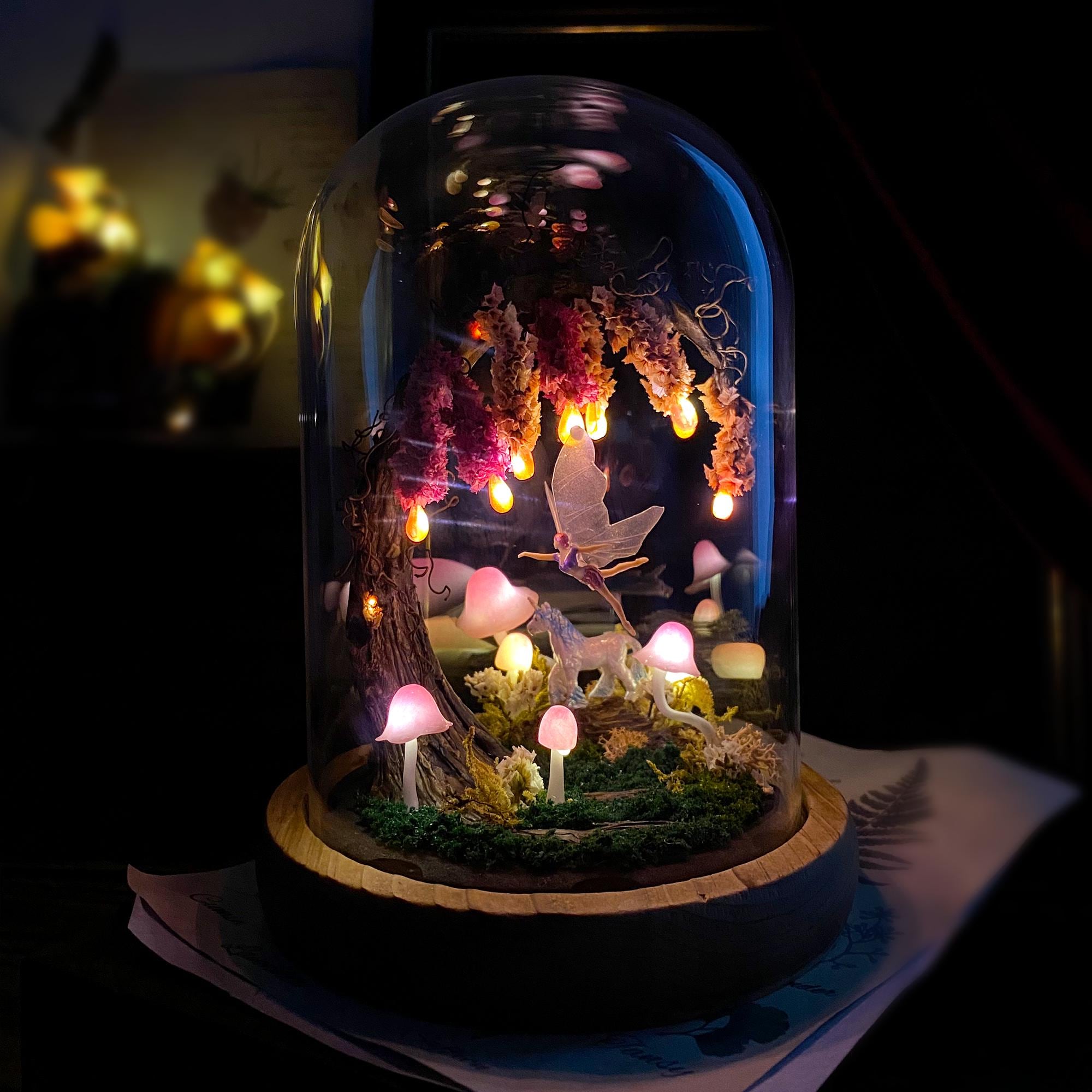 Pink Wisteria Fairy Unicorn Mushroom Night Light original gallery image 2