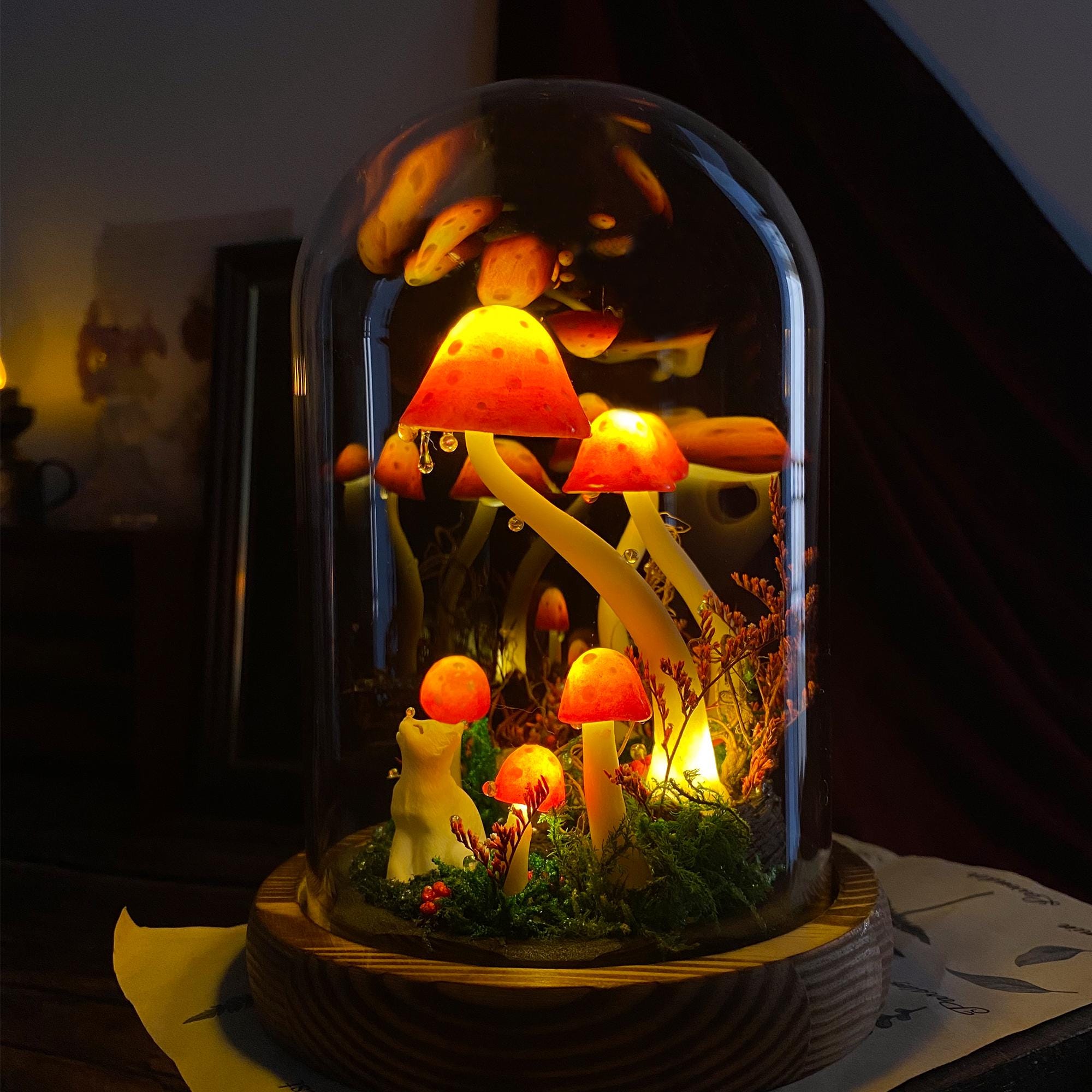 Magical Mushroom Night Light with Cat original gallery image 2