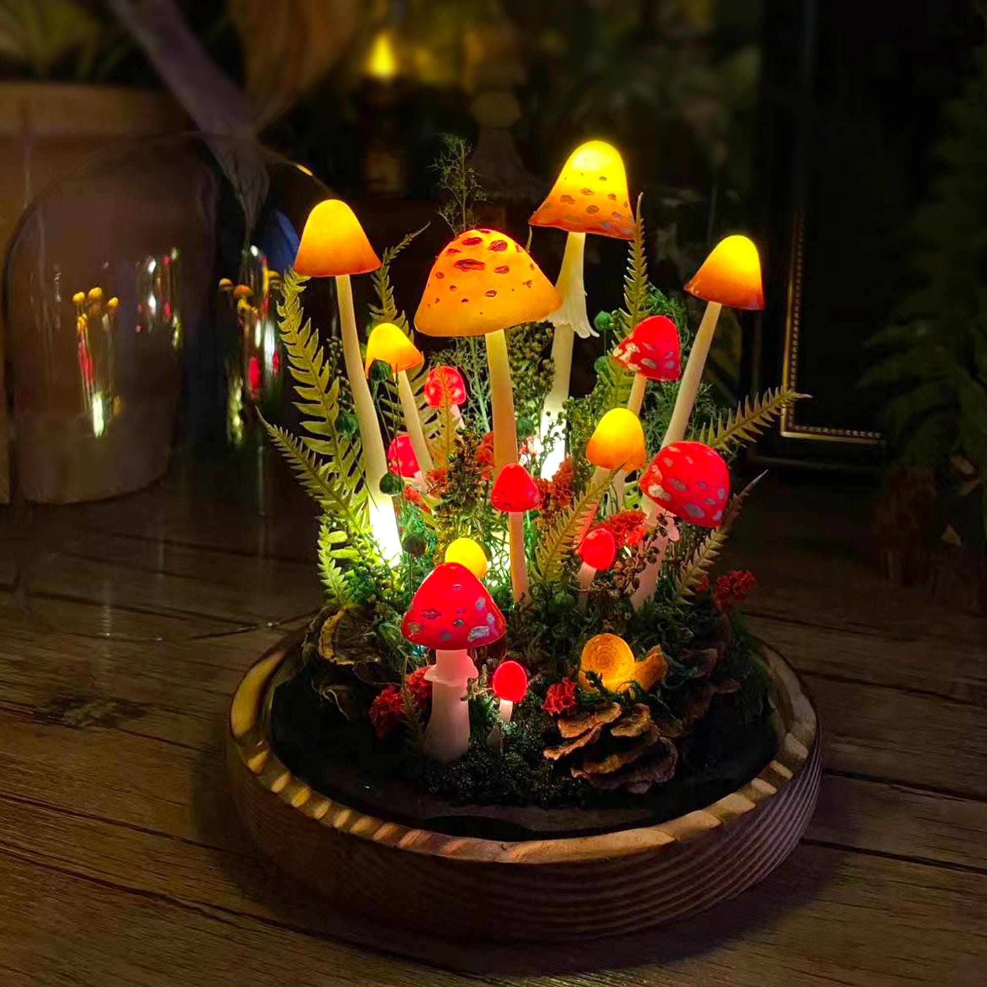 Handmade Glowing Red & Orange Mushroom Lamp original gallery image 2