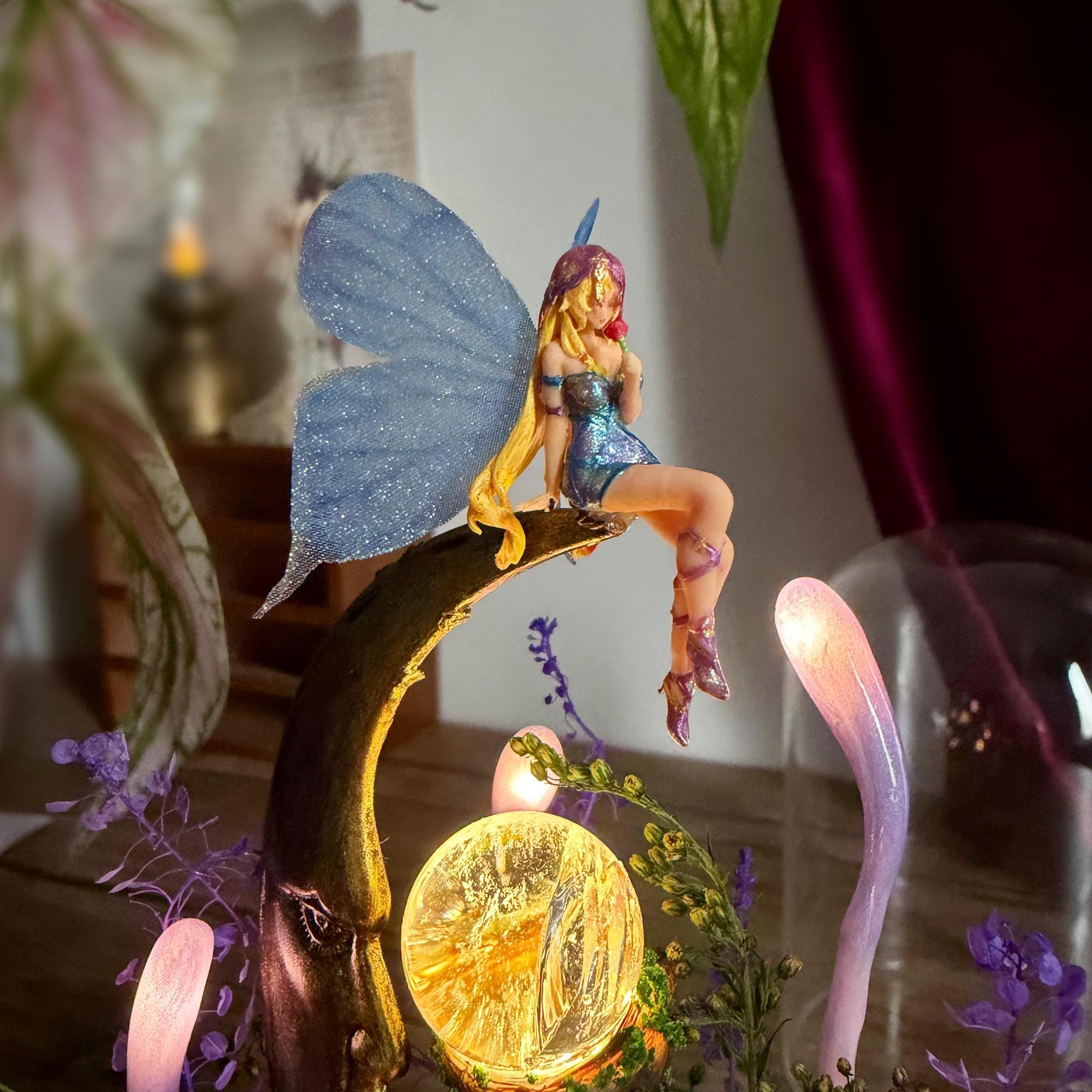 Handmade Crescent Moon Night Light with Fairy original gallery image 2