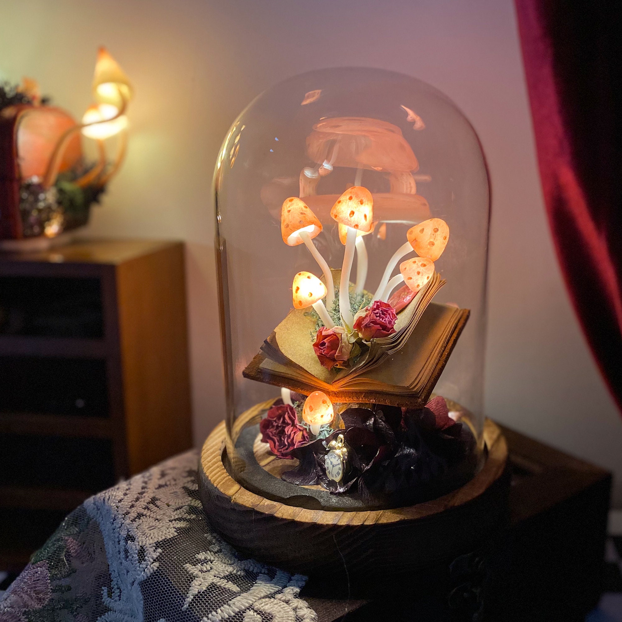 Vintage Mushroom Lamp Creative Gift Glowing Night Lamp Magical Ambiance Art Room Decor original gallery image 3
