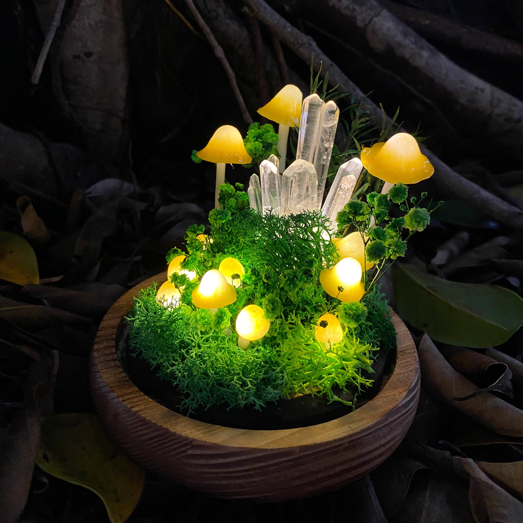 Enchanted Forest Mushroom Lamp Magic Night Light Charming Table Lamp Glowing Crystal & original gallery image 3