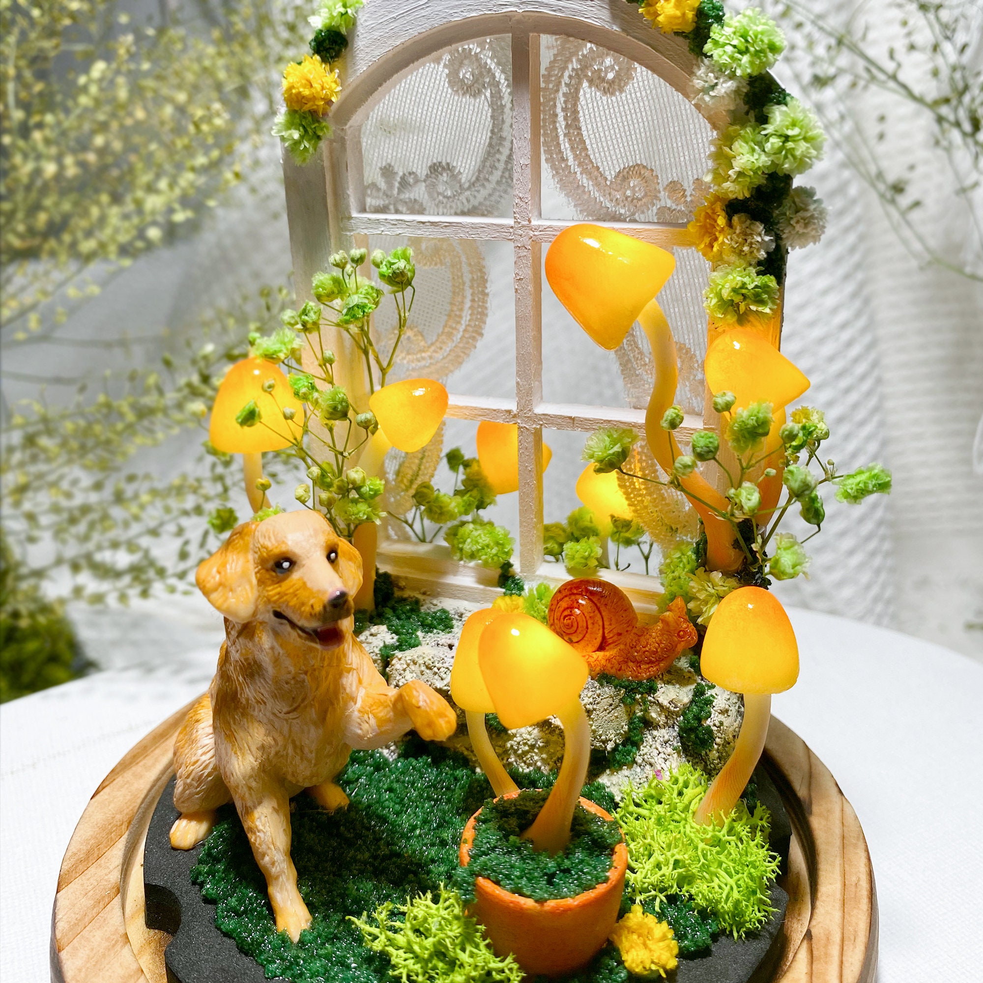 Personalized Dog Mushroom Lamp - Cozy Mushroom Night Light with Dog Figurine original gallery image 3