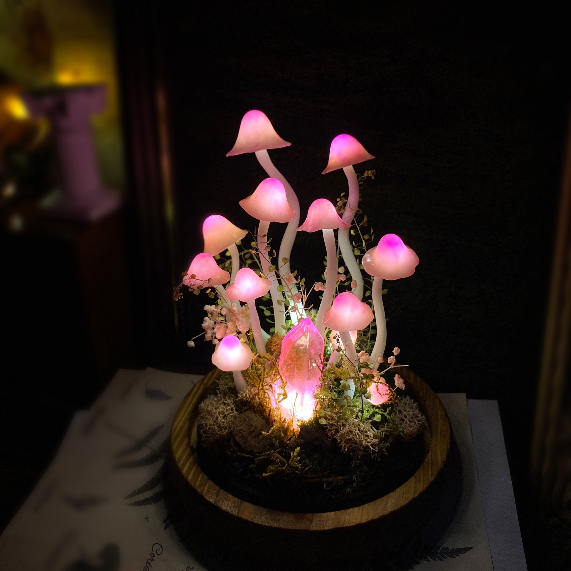 Fairy Tale Pink Mushroom Lamp original gallery image 3