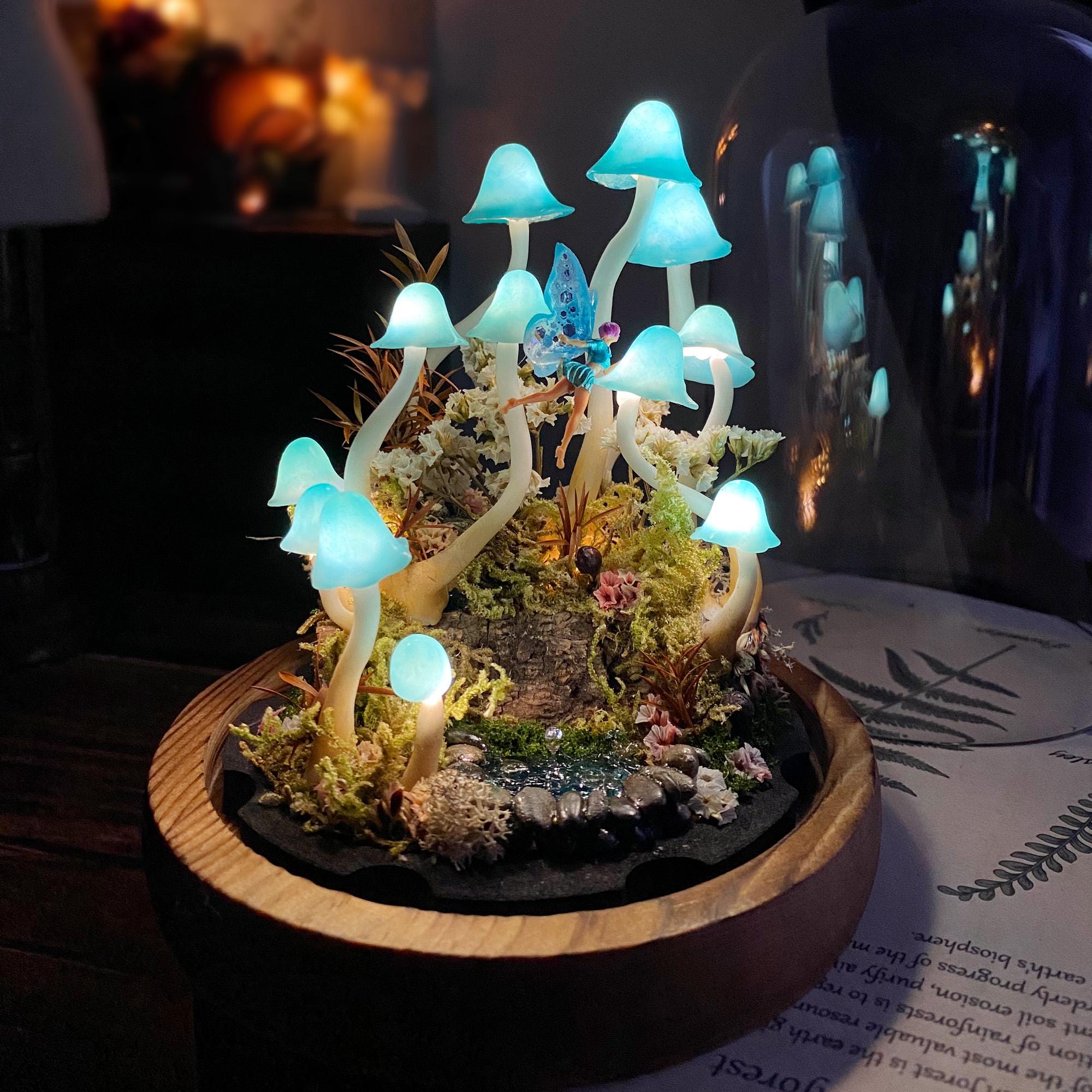 Magic Mushroom Lamp with Flying Fairy and Pond original gallery image 3