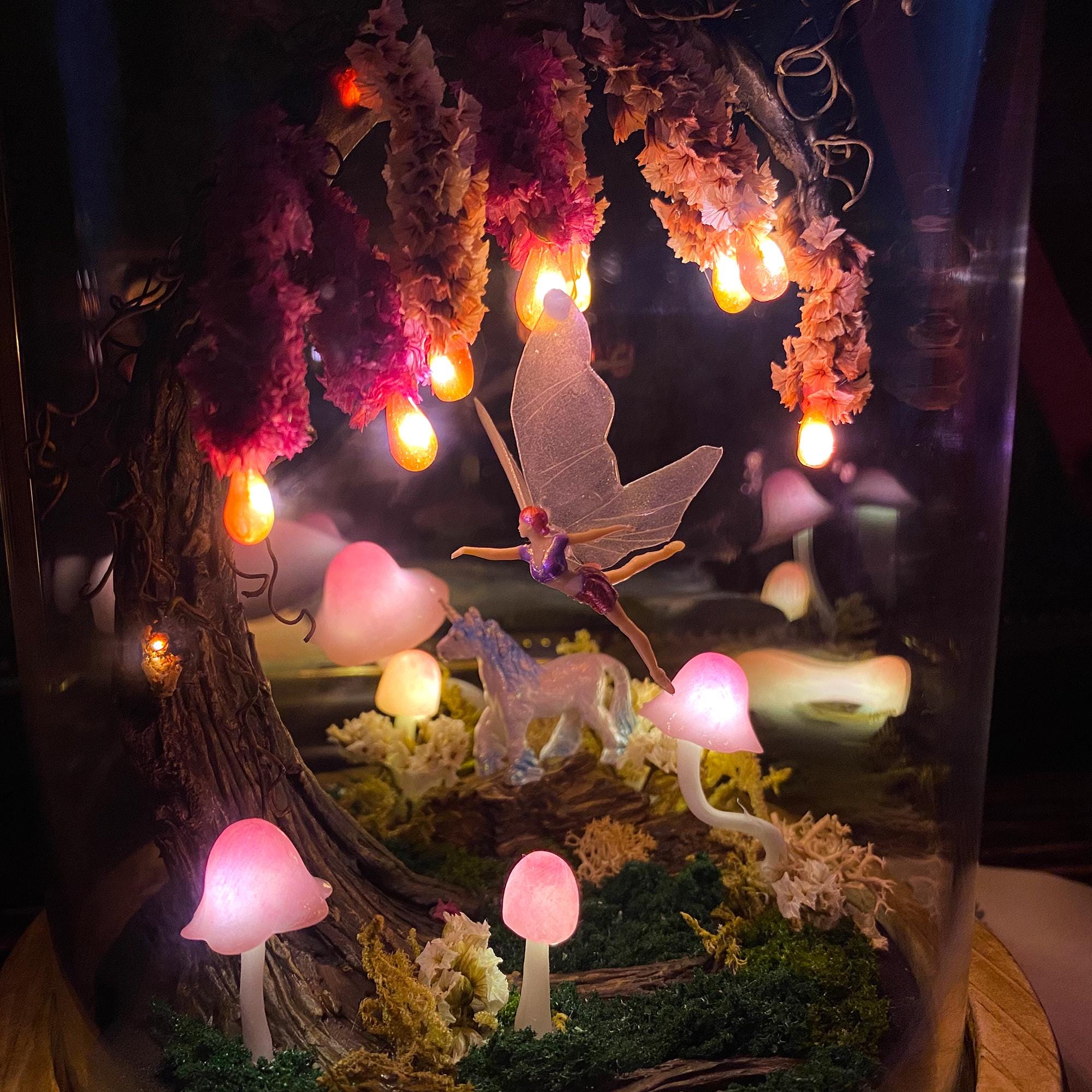 Pink Wisteria Fairy Unicorn Mushroom Night Light original gallery image 3