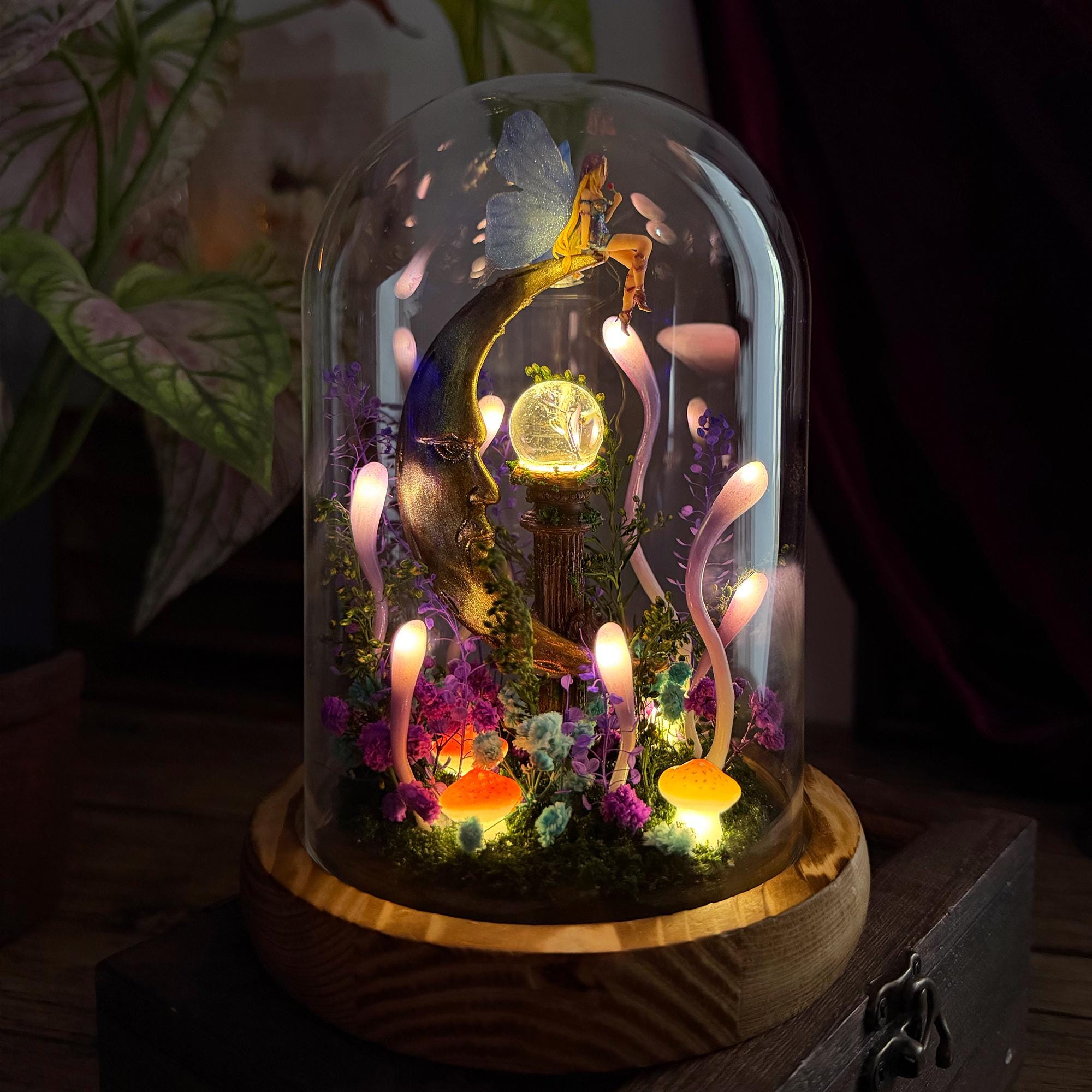 Handmade Crescent Moon Night Light with Fairy original gallery image 3