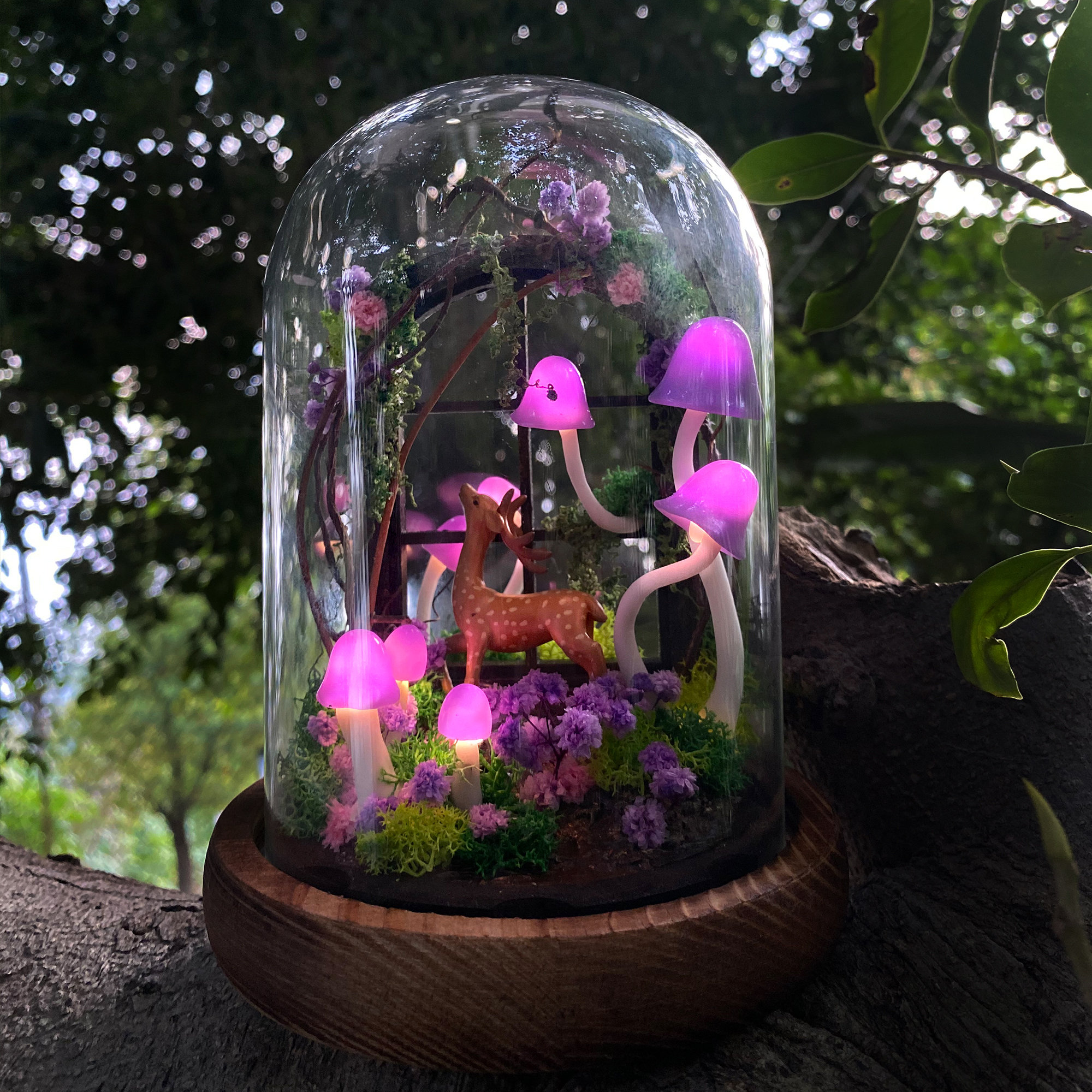 Handmade Mushroom Lamp with Cute Deer in Forest Glowing Mushroom Table Lamp Unique original gallery image 4