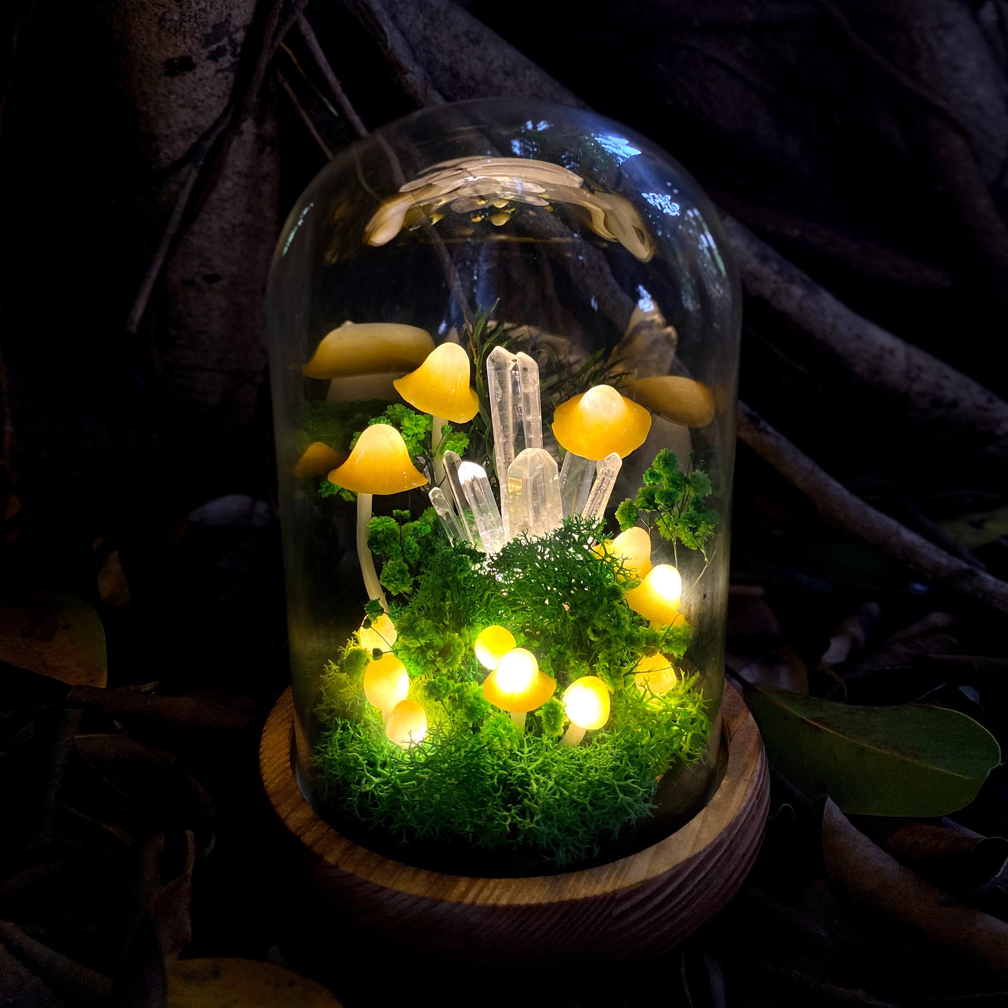 Enchanted Forest Mushroom Lamp Magic Night Light Charming Table Lamp Glowing Crystal & original gallery image 4