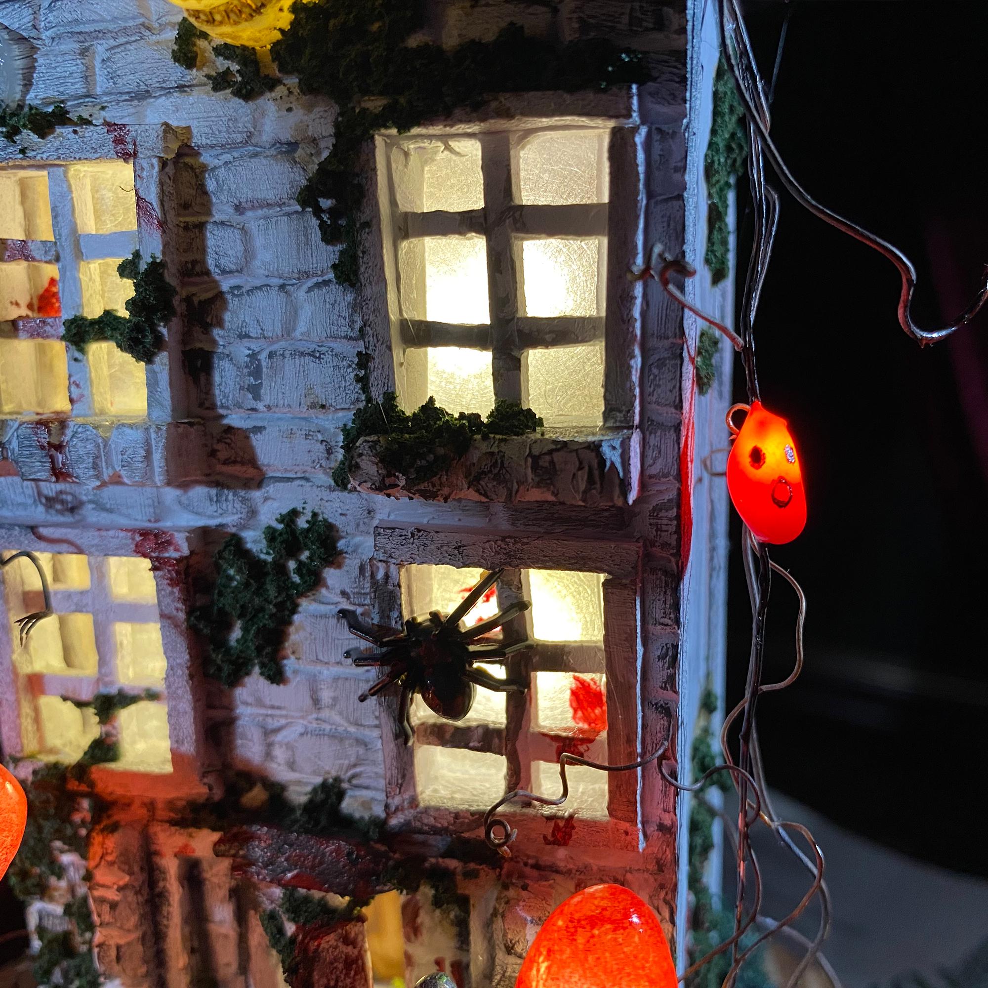 Haunted House Night Light, Halloween Decor with Skull & Zombie, Spooky, Glowing Red original gallery image 4