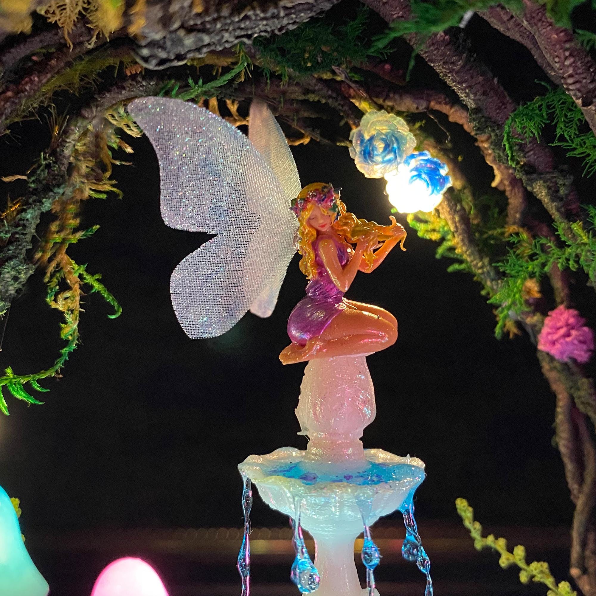 Enchanted Fairy Garden Lamp with Miniature Fountain & Fairy original gallery image 4