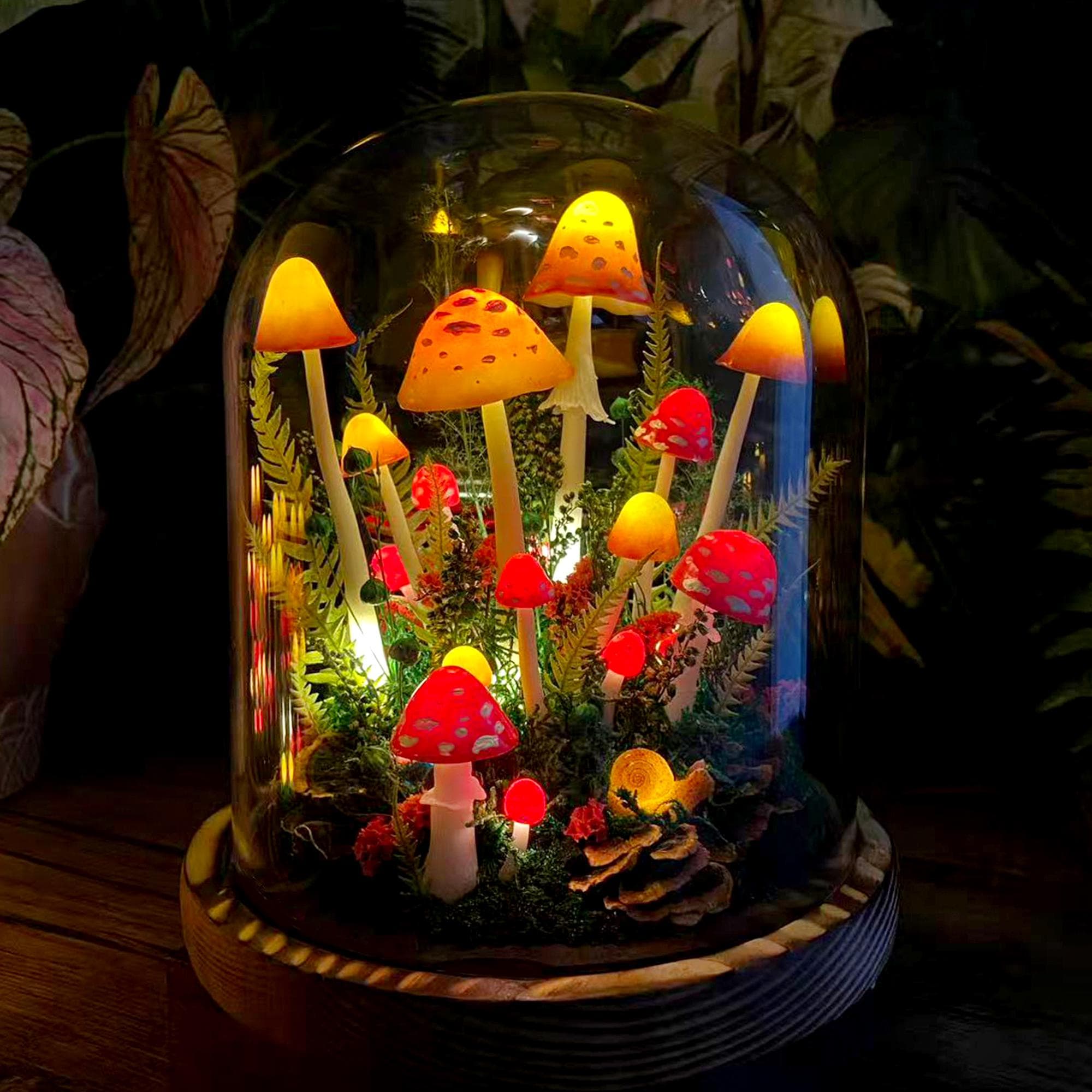 Handmade Glowing Red & Orange Mushroom Lamp original gallery image 4