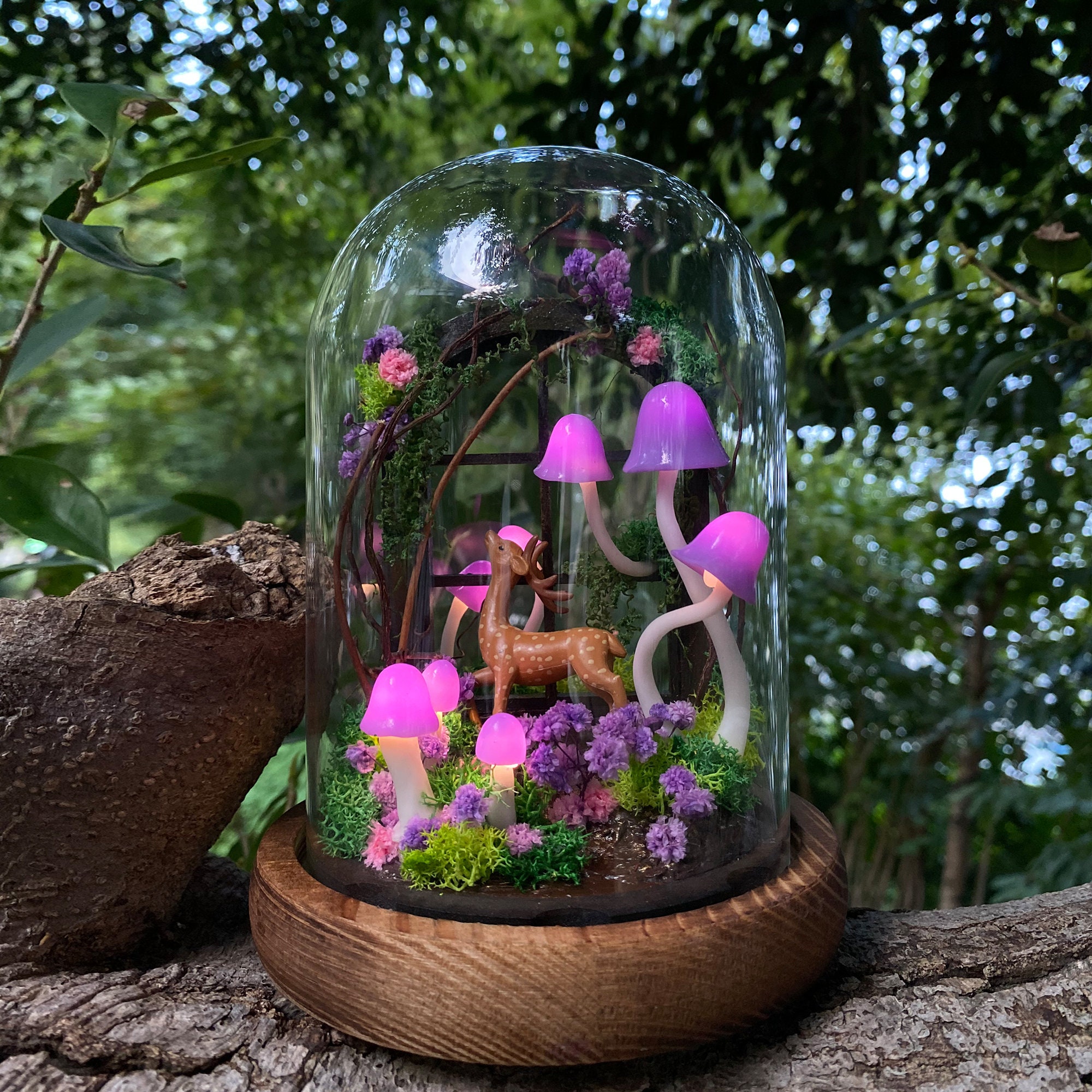 Handmade Mushroom Lamp with Cute Deer in Forest Glowing Mushroom Table Lamp Unique original gallery image 5