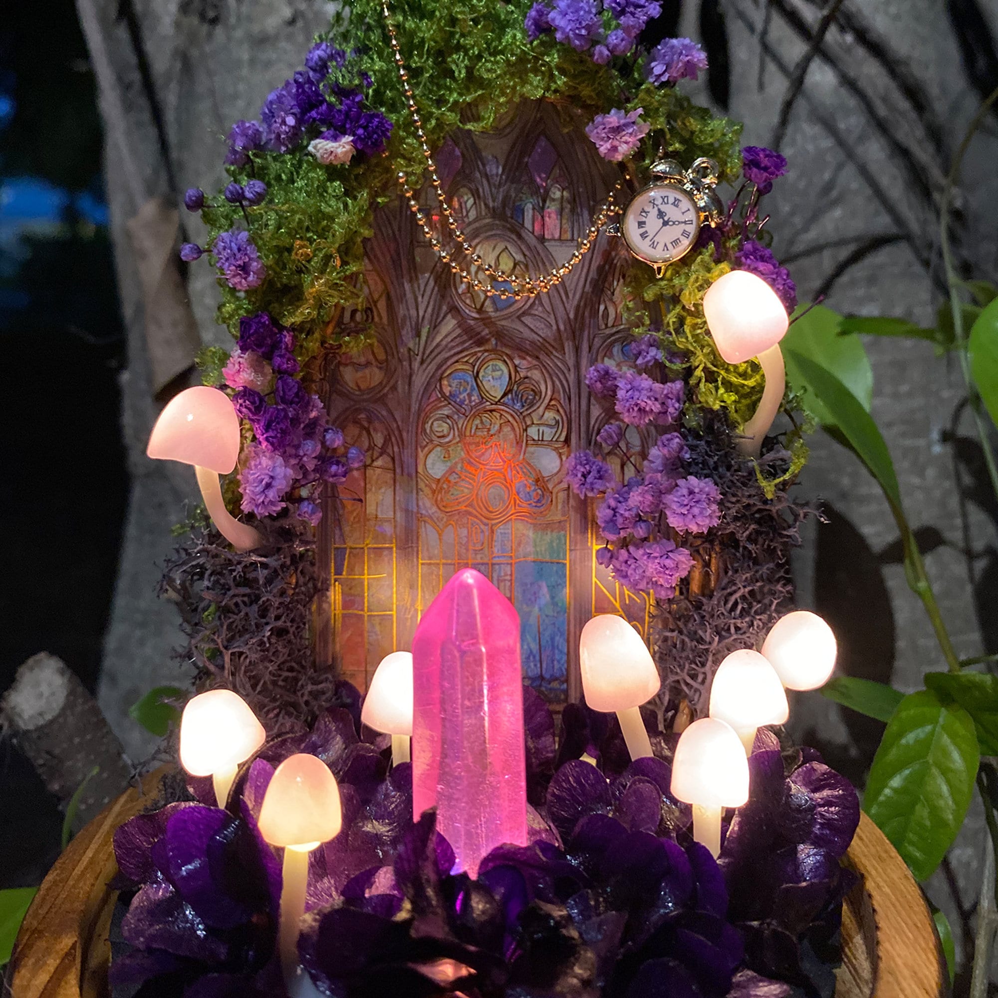Purple Crystal Mushroom Lamp Handmade Glowing Purple Forest Unique Gift Cute original gallery image 5