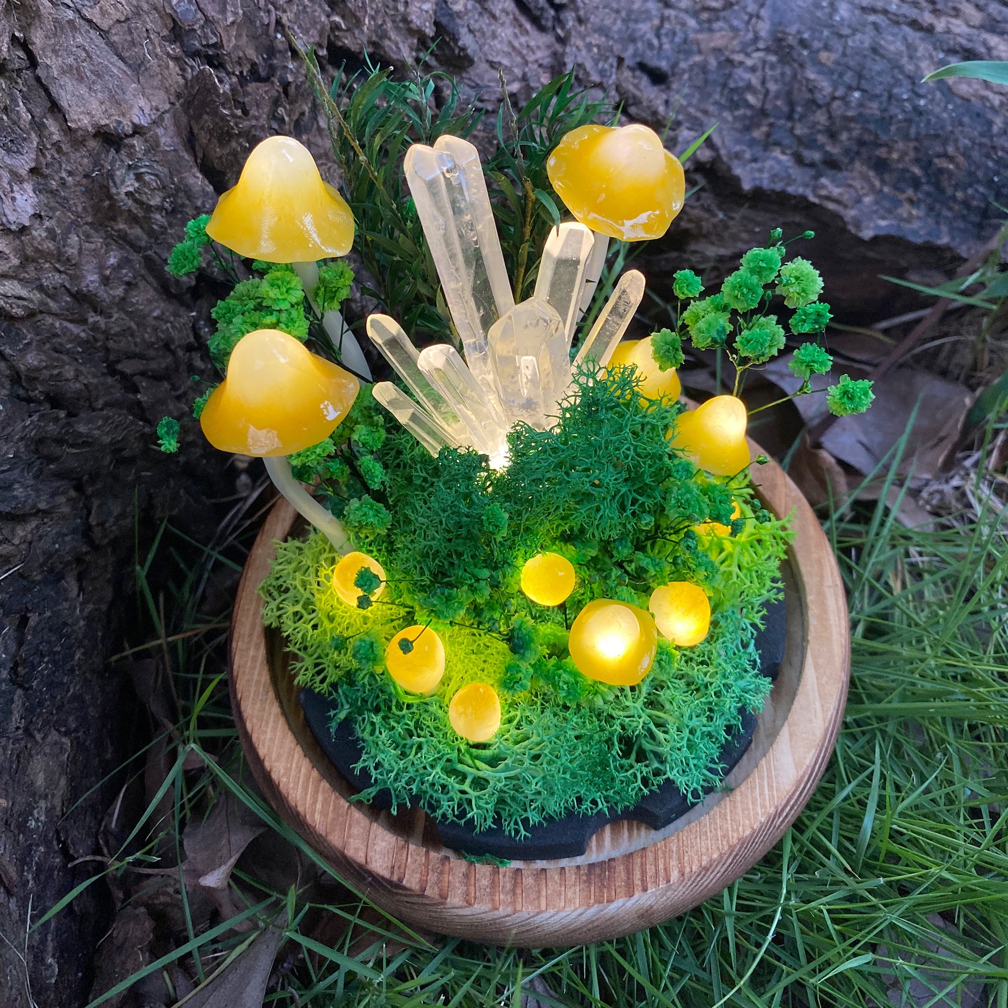 Enchanted Forest Mushroom Lamp Magic Night Light Charming Table Lamp Glowing Crystal & original gallery image 5