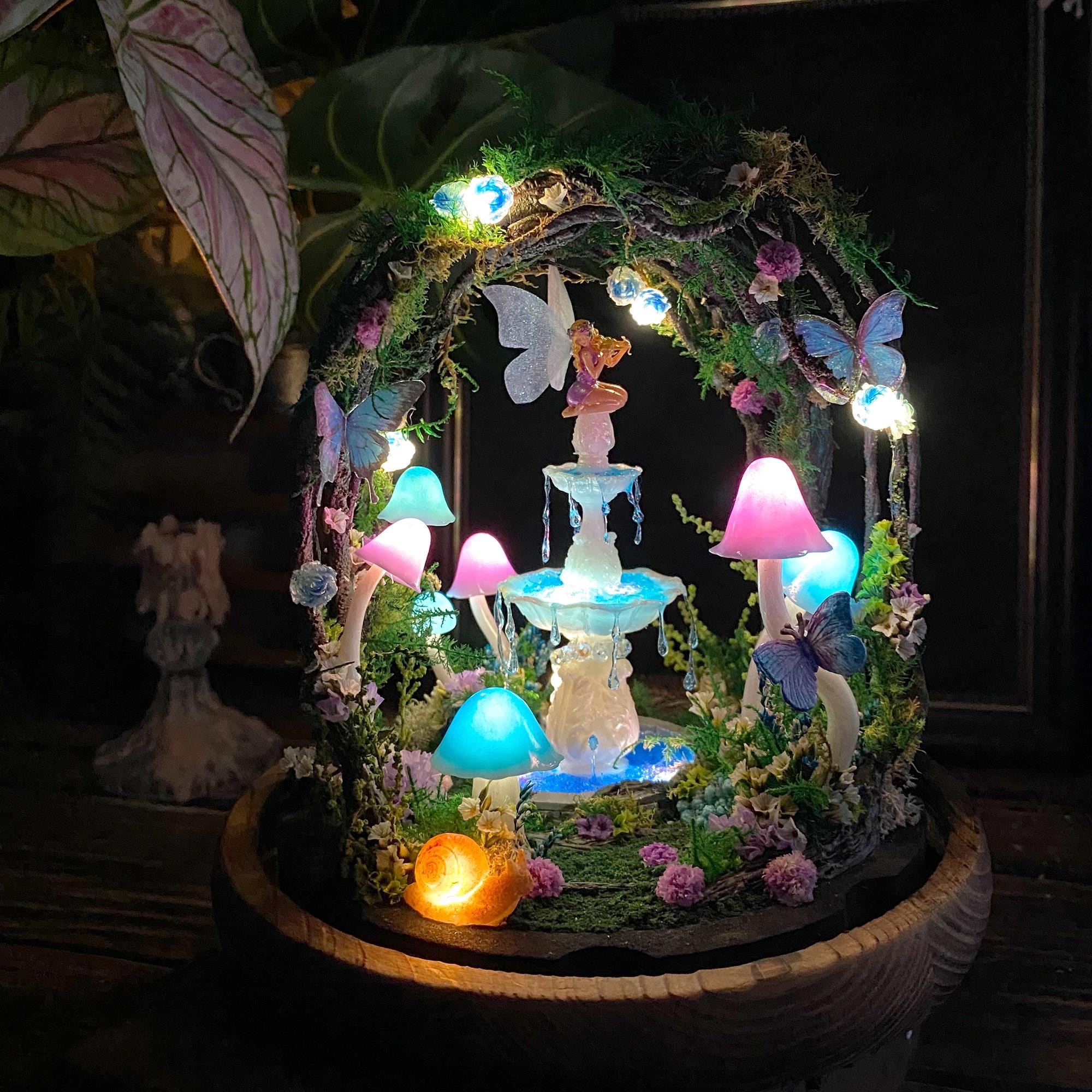 Enchanted Fairy Garden Lamp with Miniature Fountain & Fairy original gallery image 5