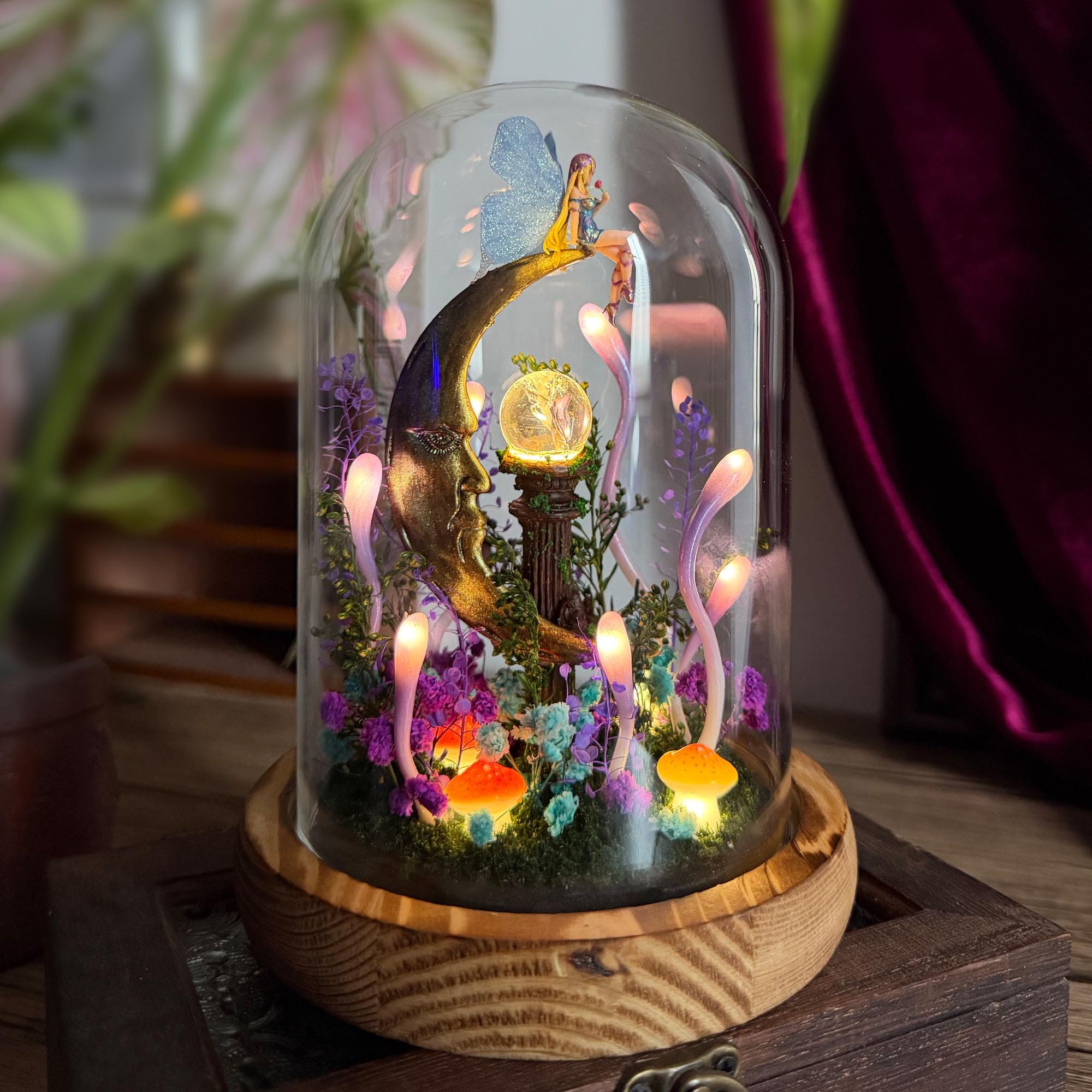 Handmade Crescent Moon Night Light with Fairy original gallery image 5
