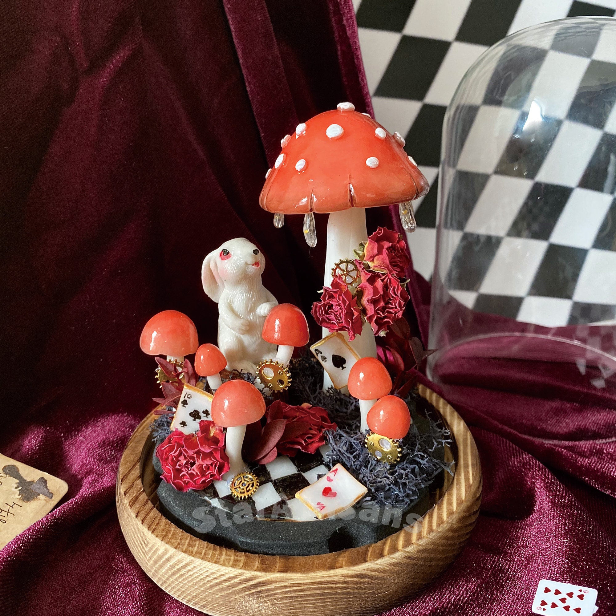 Handcrafted Magical Night Light Rabbit in Wonderland Glowing Mushroom Lamp Cute Fairy original gallery image 6