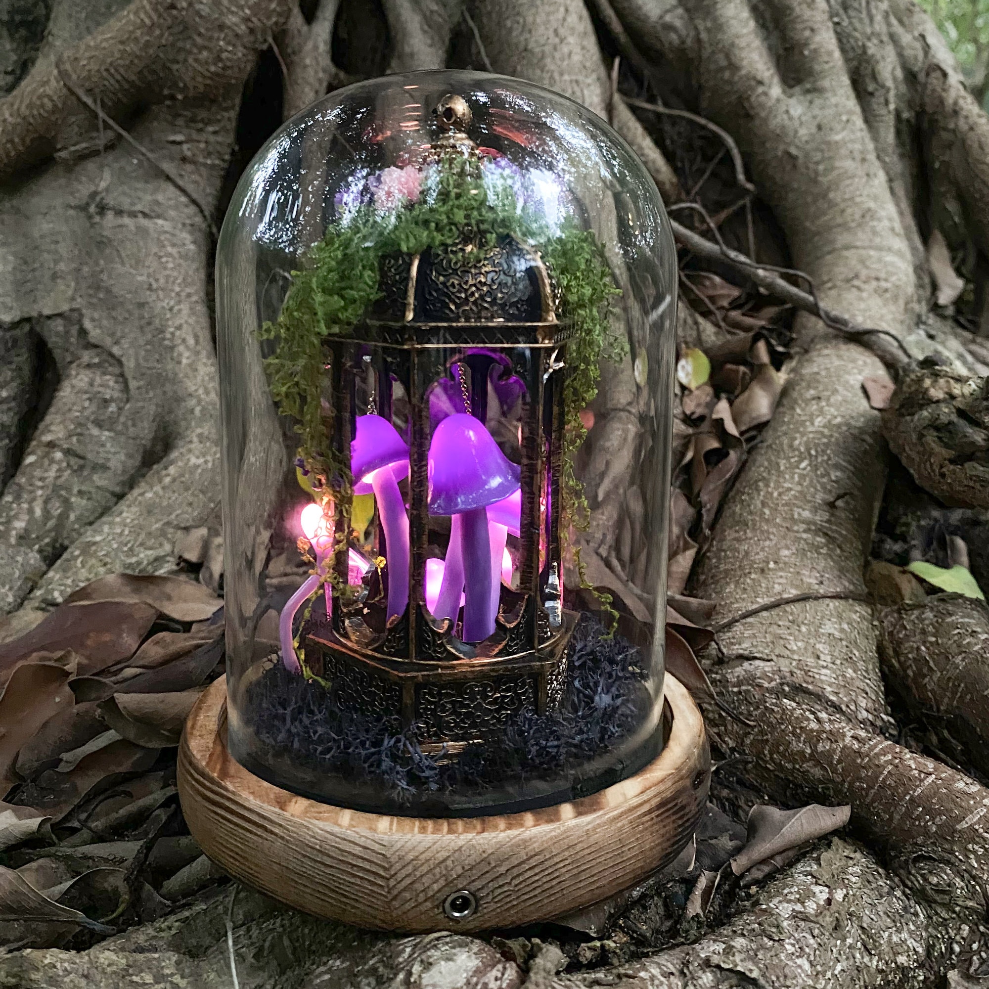 Purple Mushroom Lamp Fairy Tale Castle Night Light Magic Forest Glowing Crystal Cute original gallery image 6