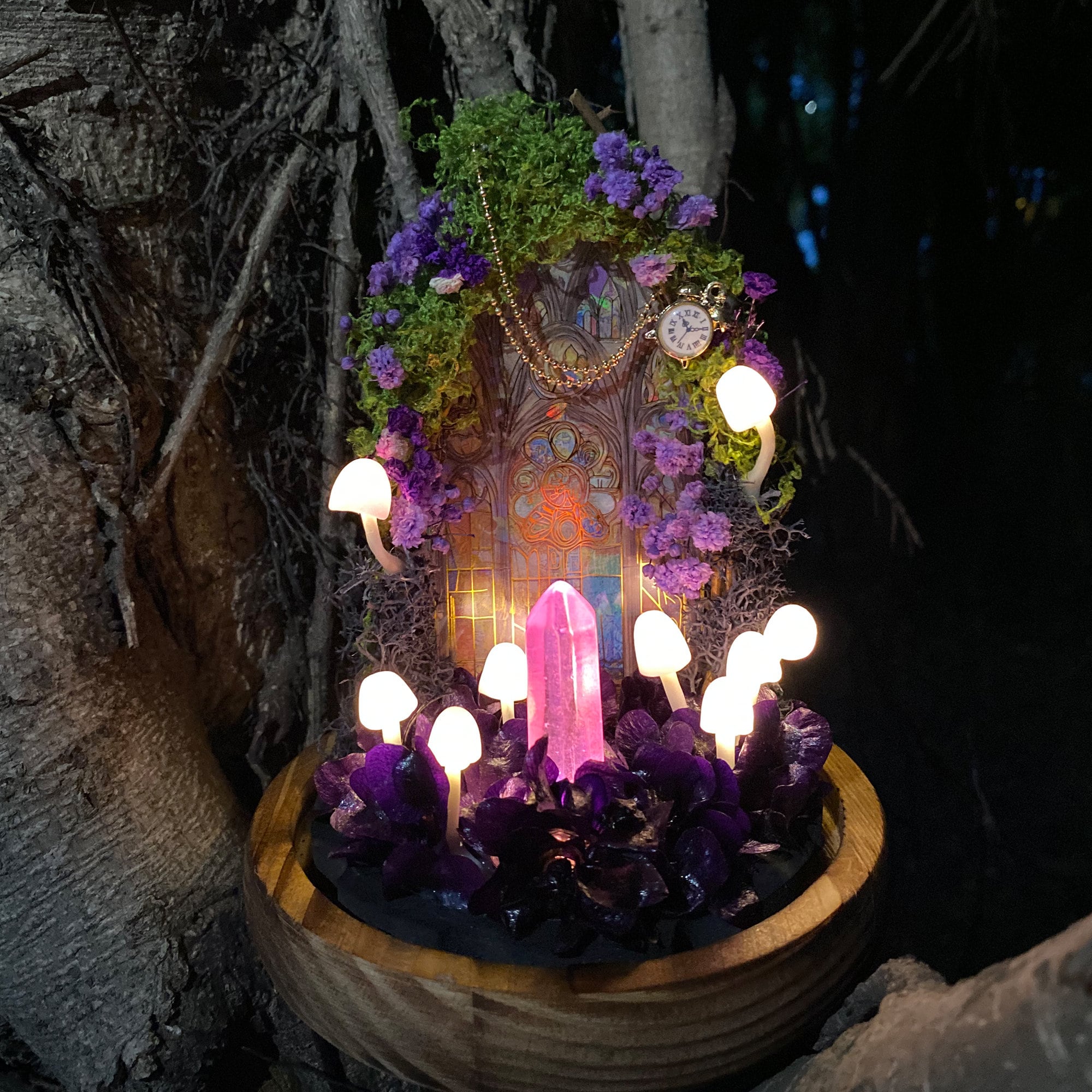 Purple Crystal Mushroom Lamp Handmade Glowing Purple Forest Unique Gift Cute original gallery image 6