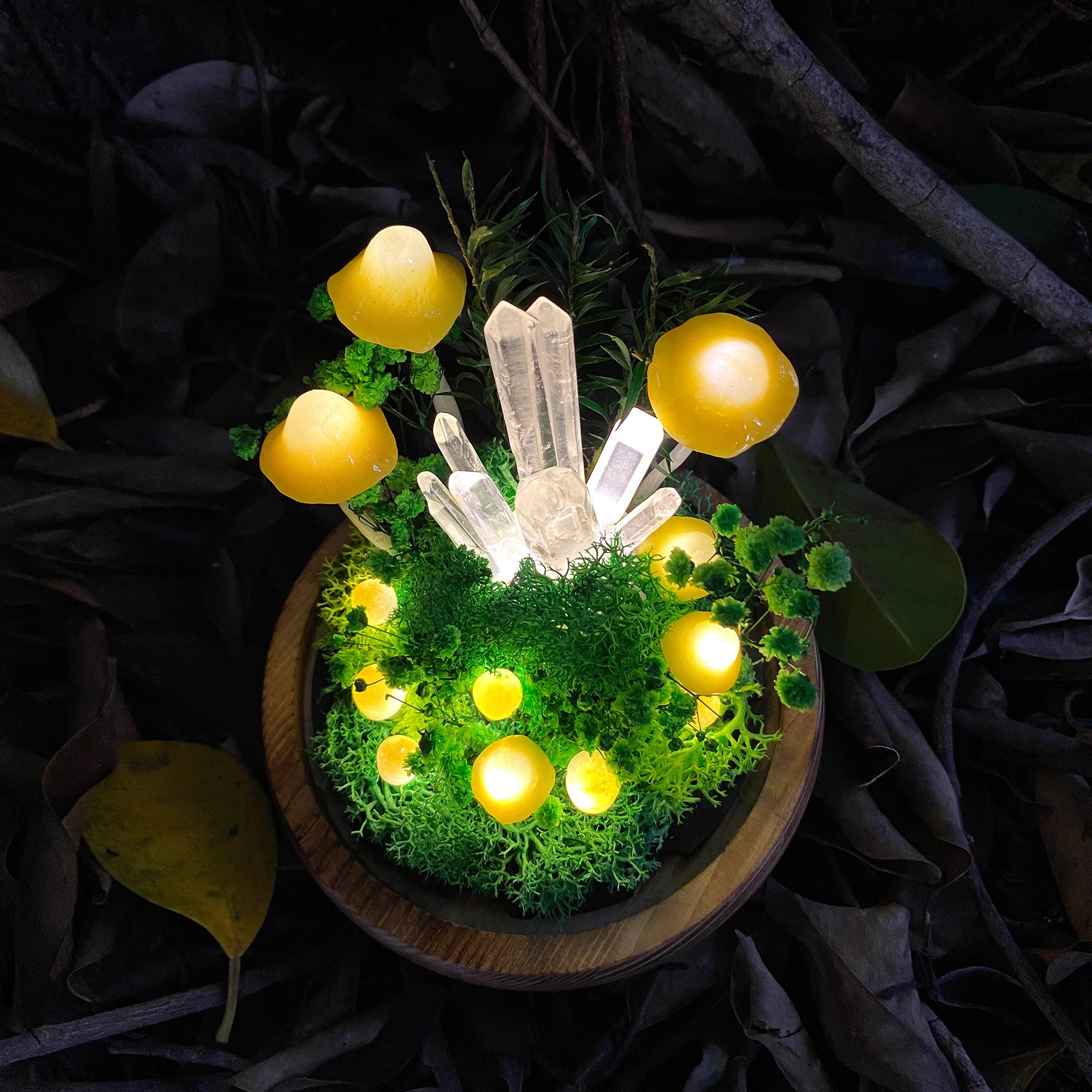 Enchanted Forest Mushroom Lamp Magic Night Light Charming Table Lamp Glowing Crystal & original gallery image 6