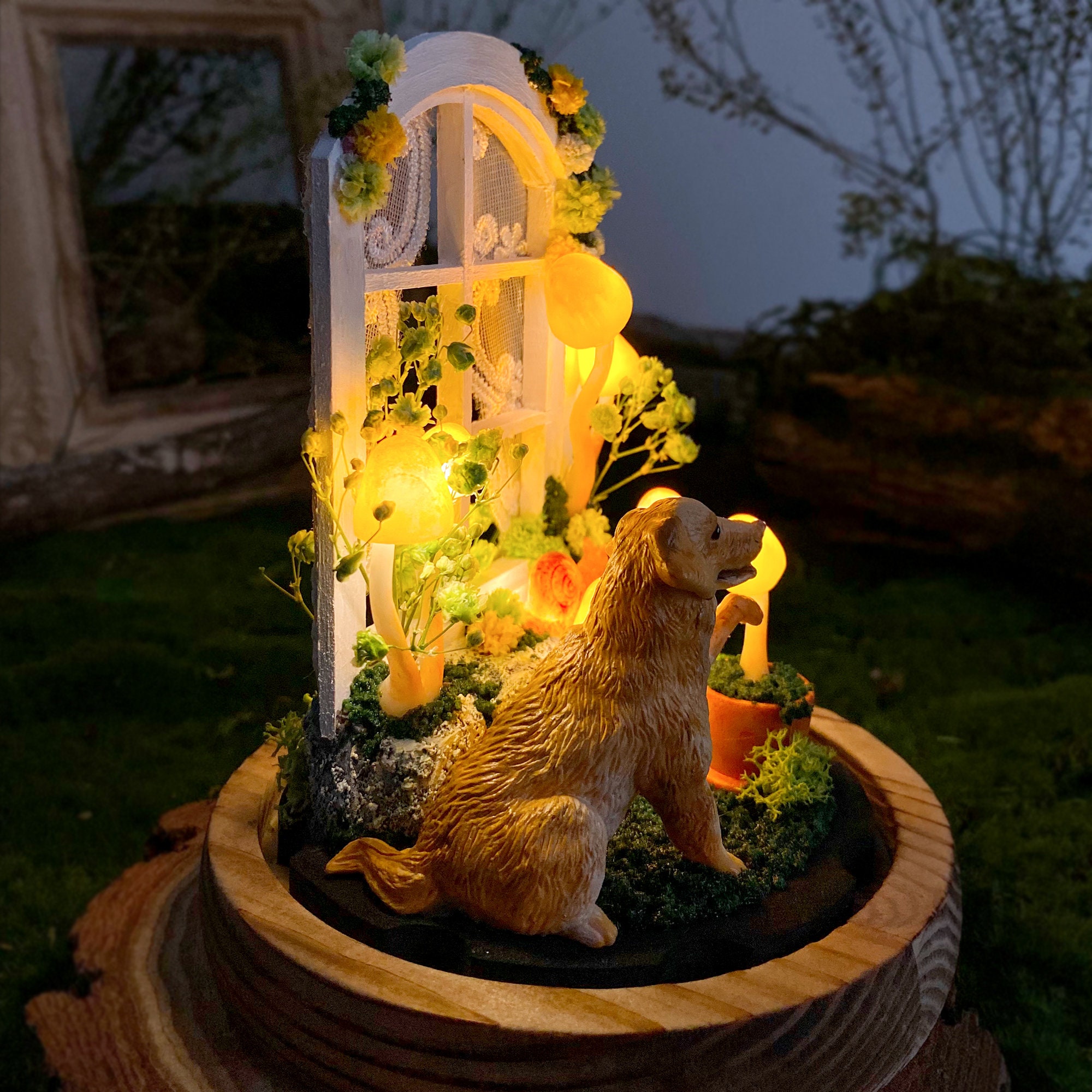 Personalized Dog Mushroom Lamp - Cozy Mushroom Night Light with Dog Figurine original gallery image 6
