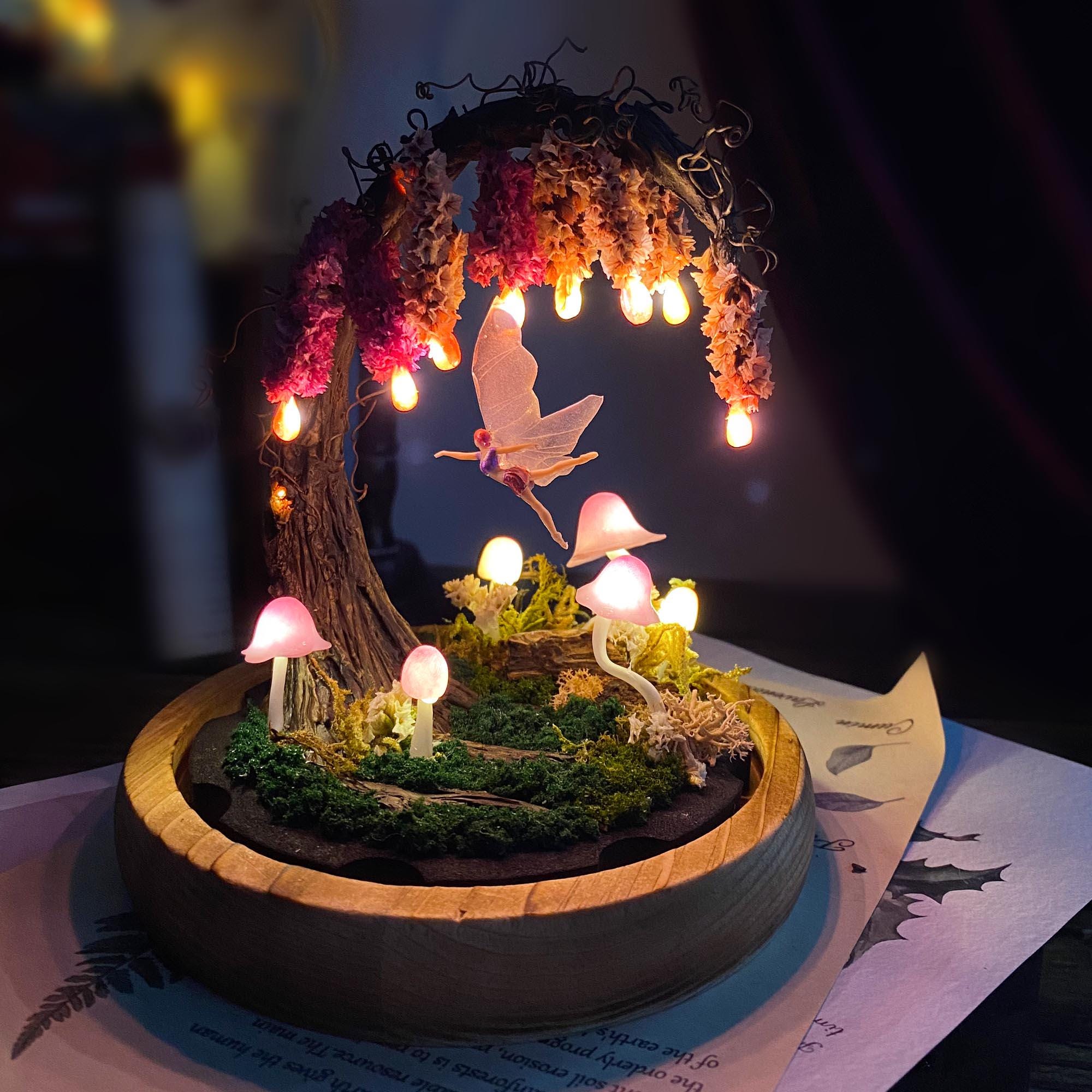 Pink Wisteria Fairy Unicorn Mushroom Night Light original gallery image 6