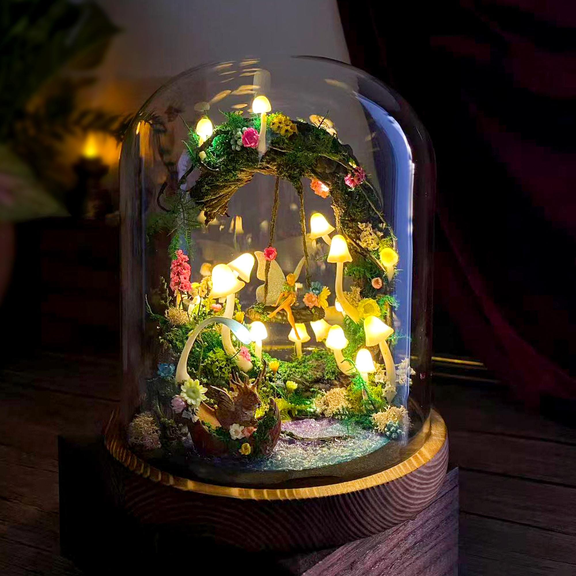 Enchanted Mushroom Forest Night Light with Mini Jackalope & Fairy original gallery image 6