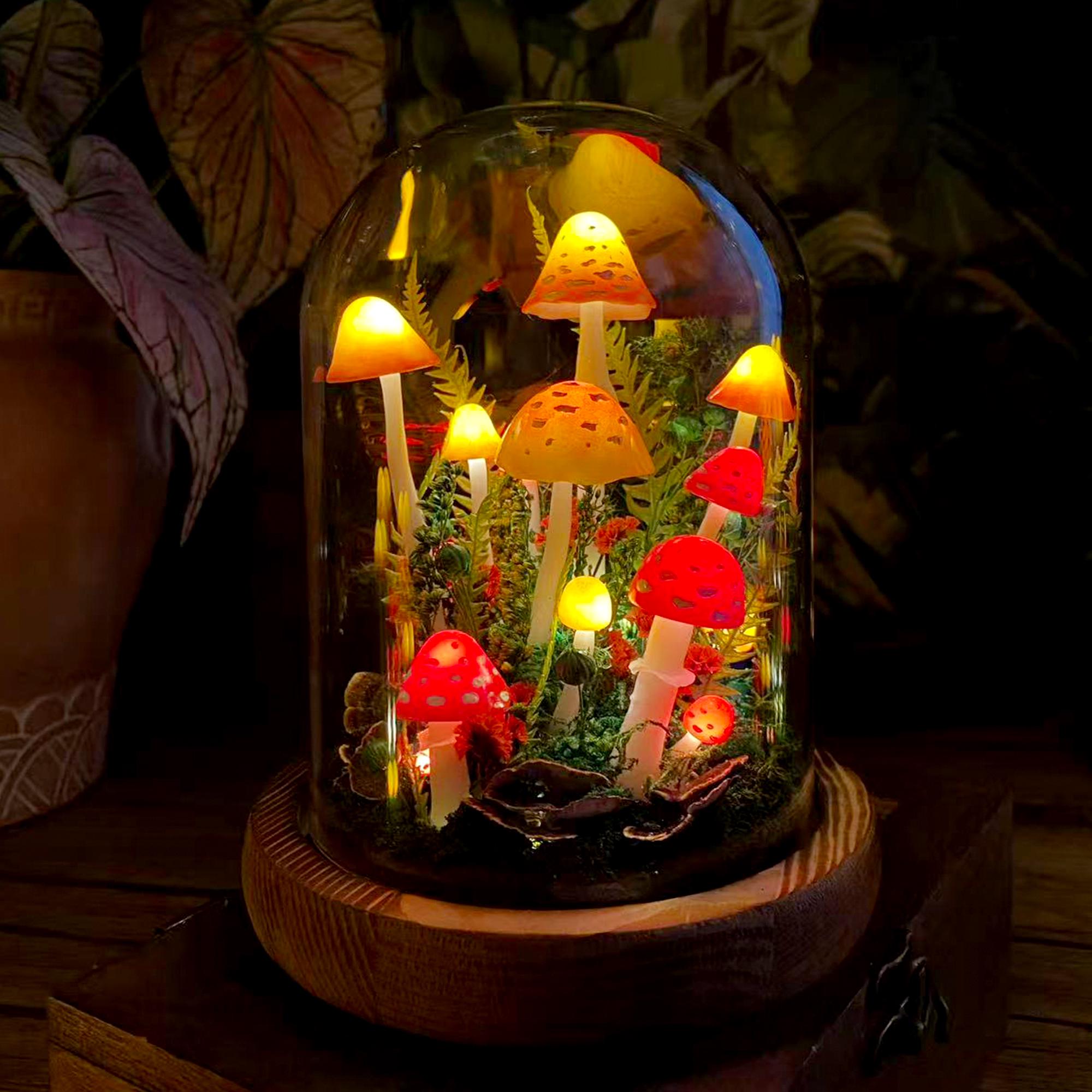 Handmade Glowing Red & Orange Mushroom Lamp original gallery image 6