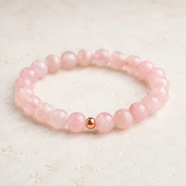 Rose Quartz Bead Bracelet - representative Stellalith crystal jewelry image